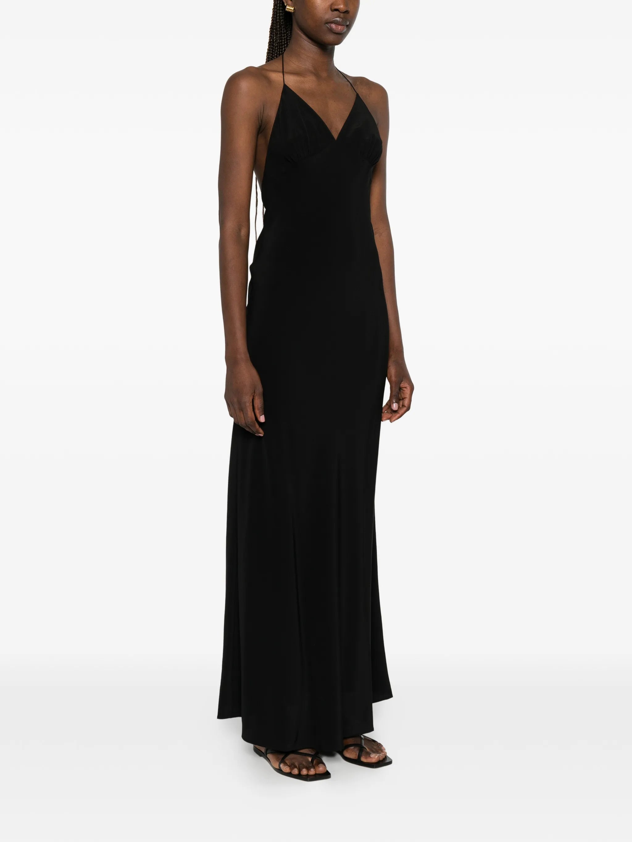 low-back halterneck maxi dress