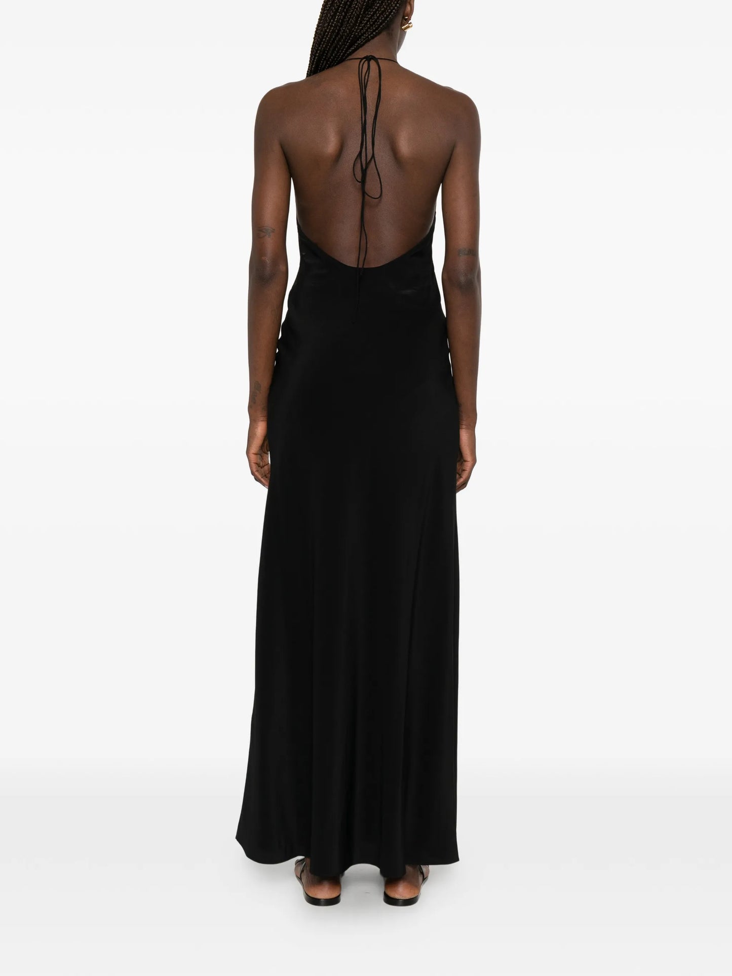 low-back halterneck maxi dress
