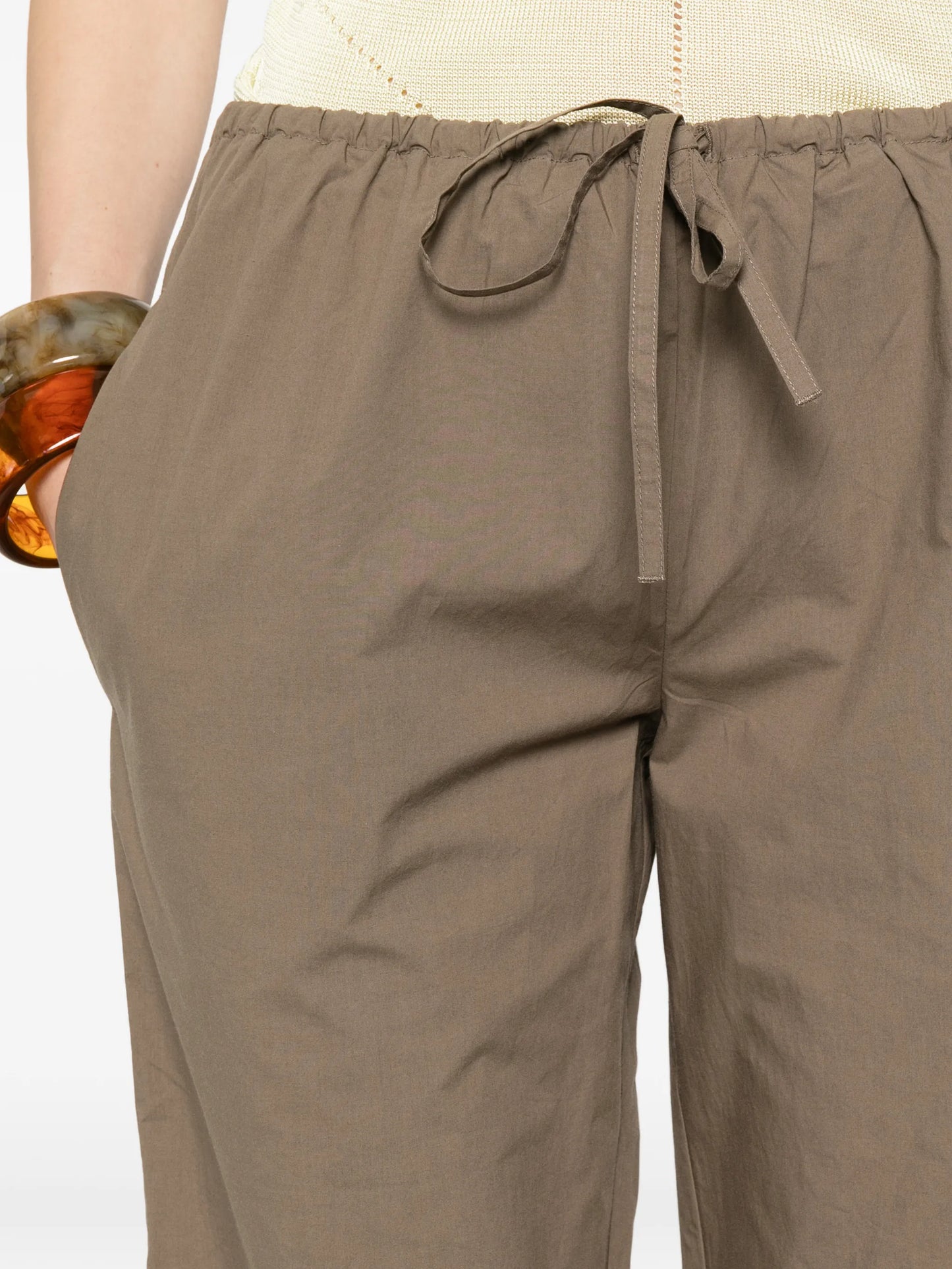 Drawcord straight-leg trousers
