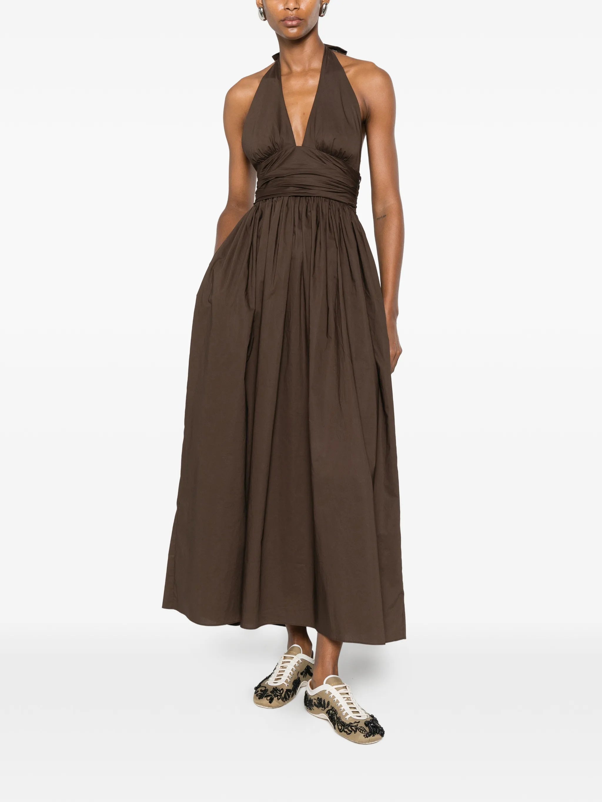 halterneck midi dress