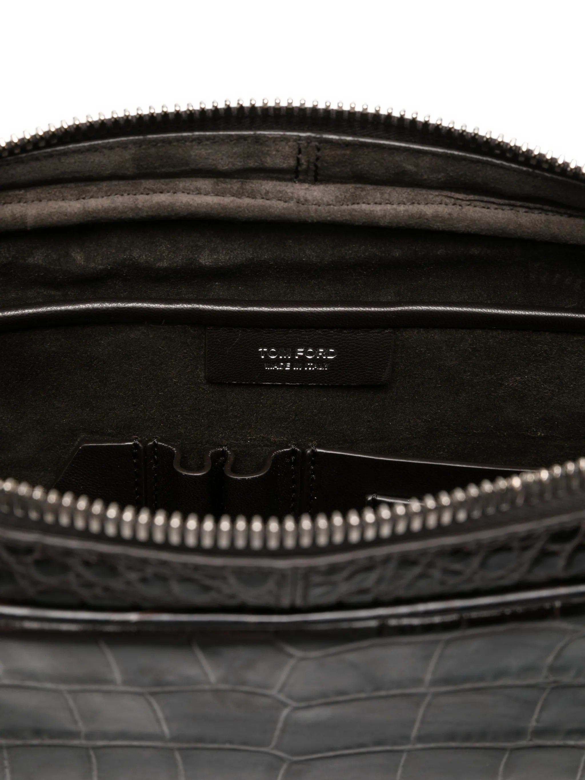 croc-effect logo-detail laptop bag