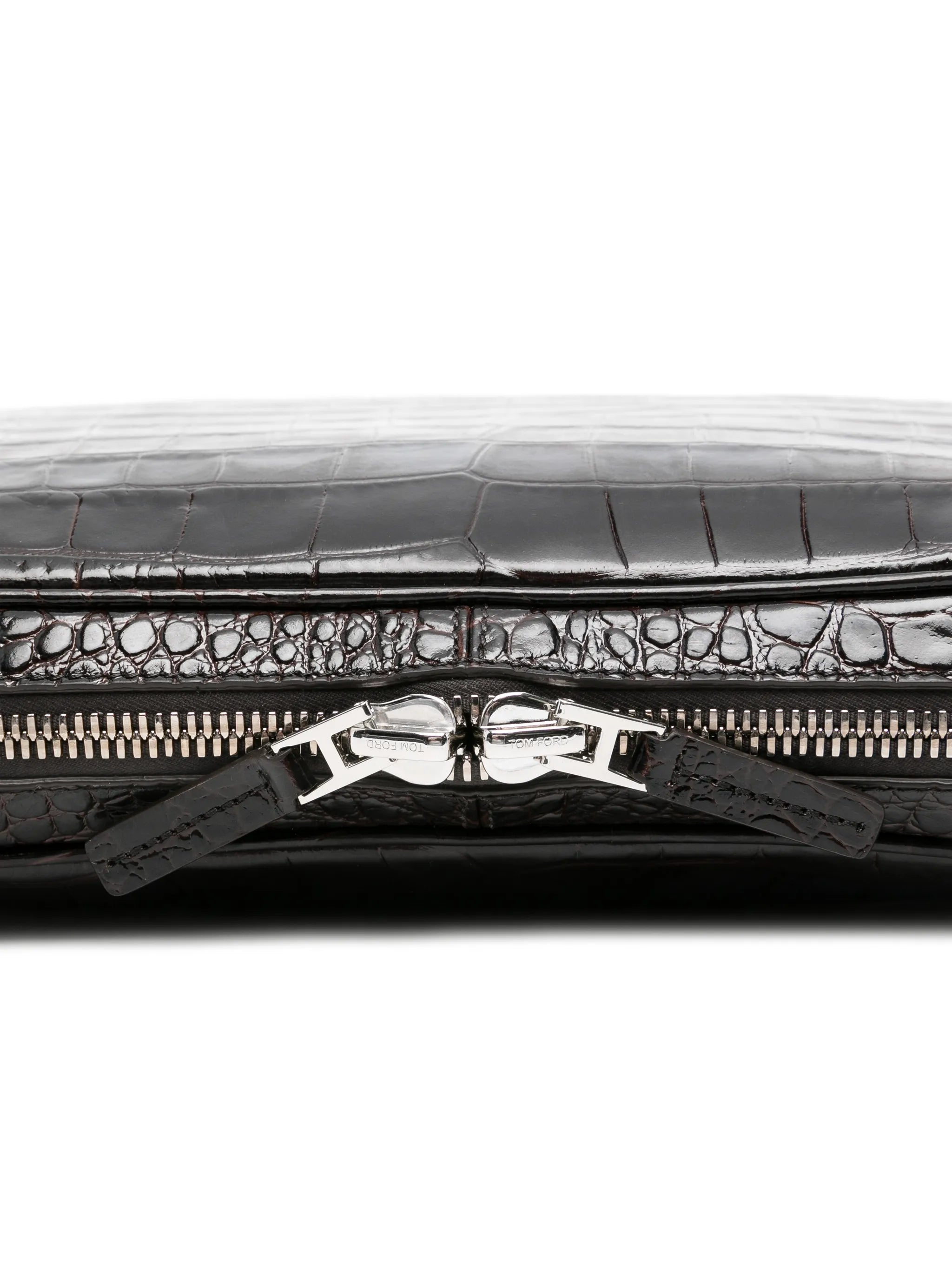 croc-effect logo-detail laptop bag