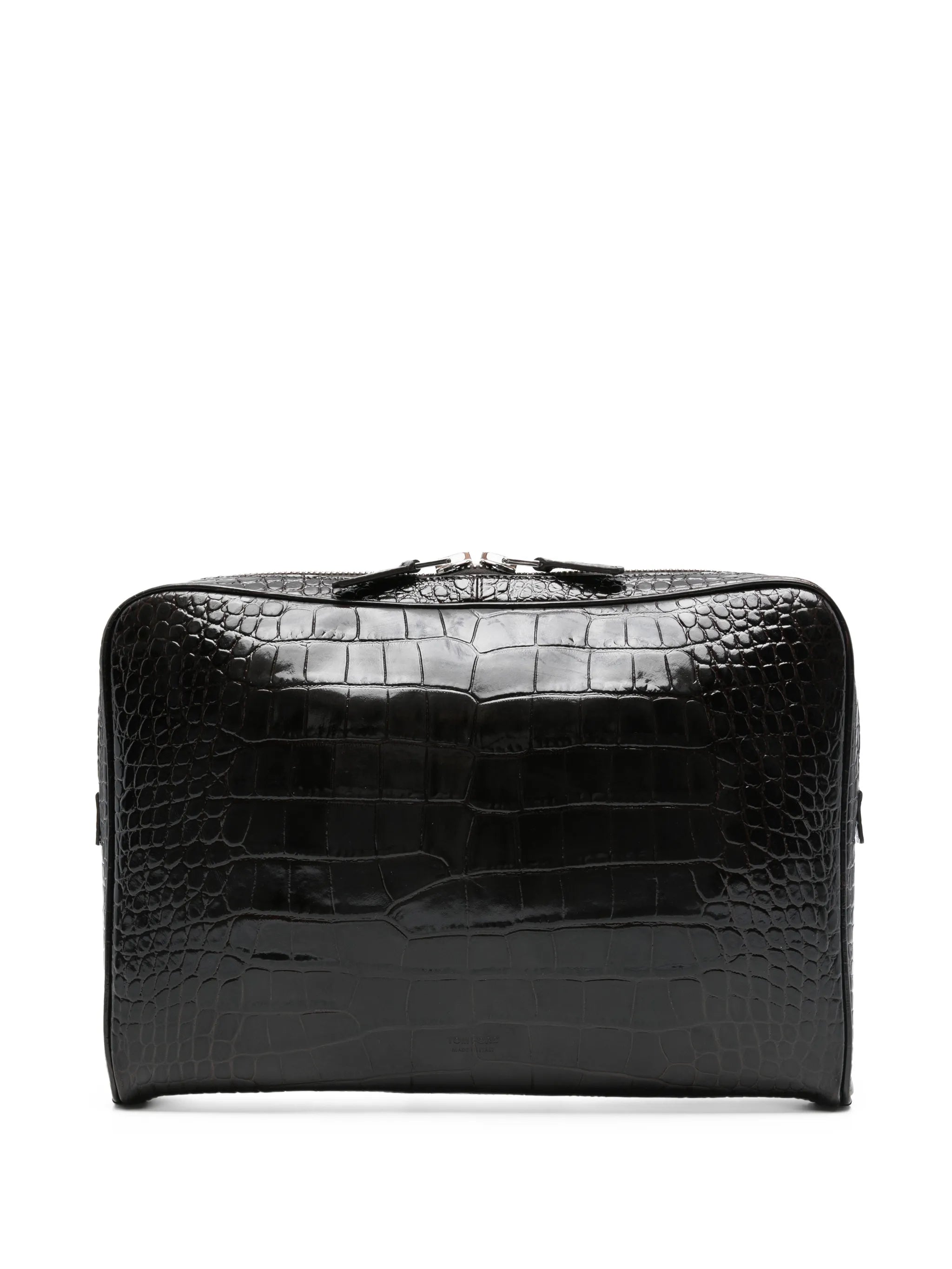 croc-effect logo-detail laptop bag