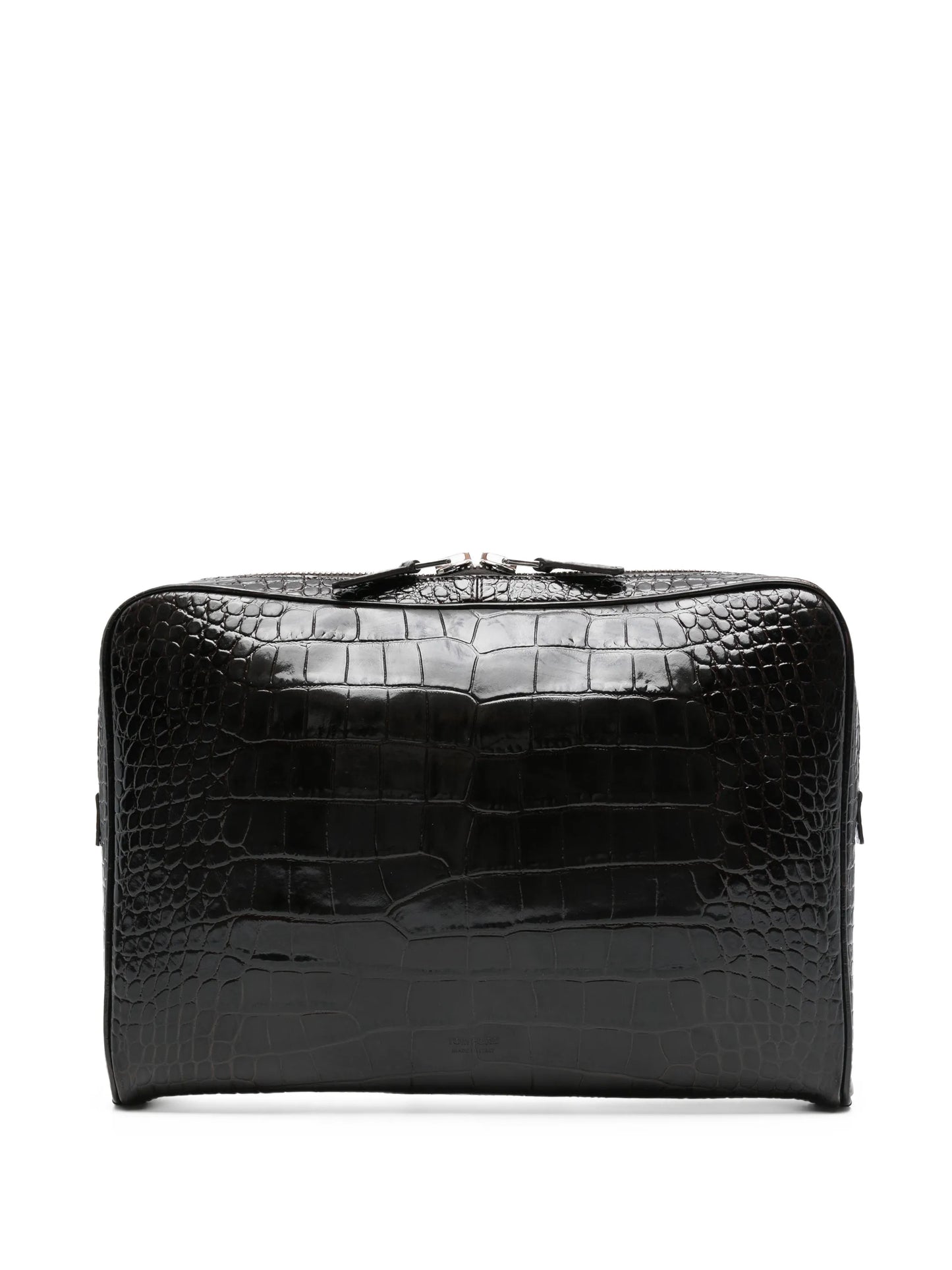 croc-effect logo-detail laptop bag