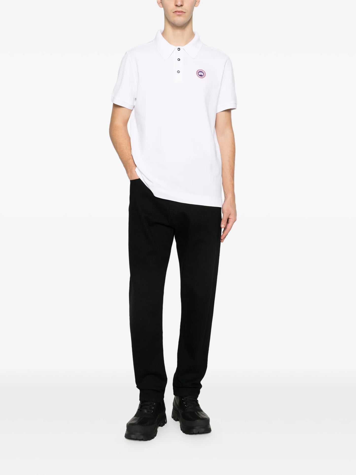 logo-patch polo shirt