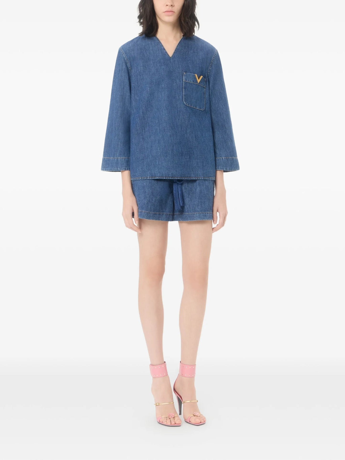 denim chambray shorts