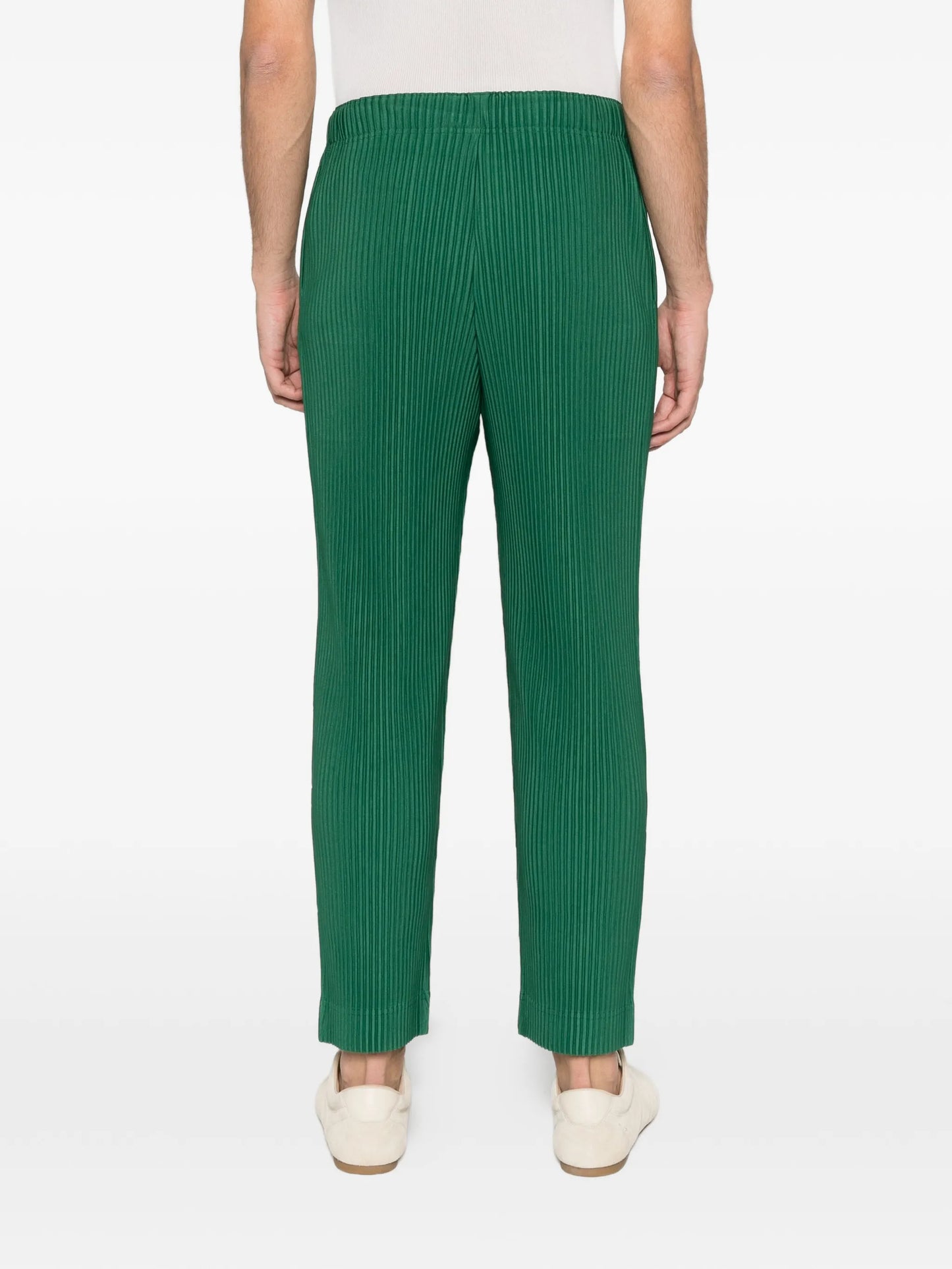 pleated straight-leg trousers
