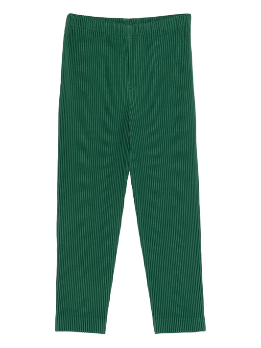 pleated straight-leg trousers