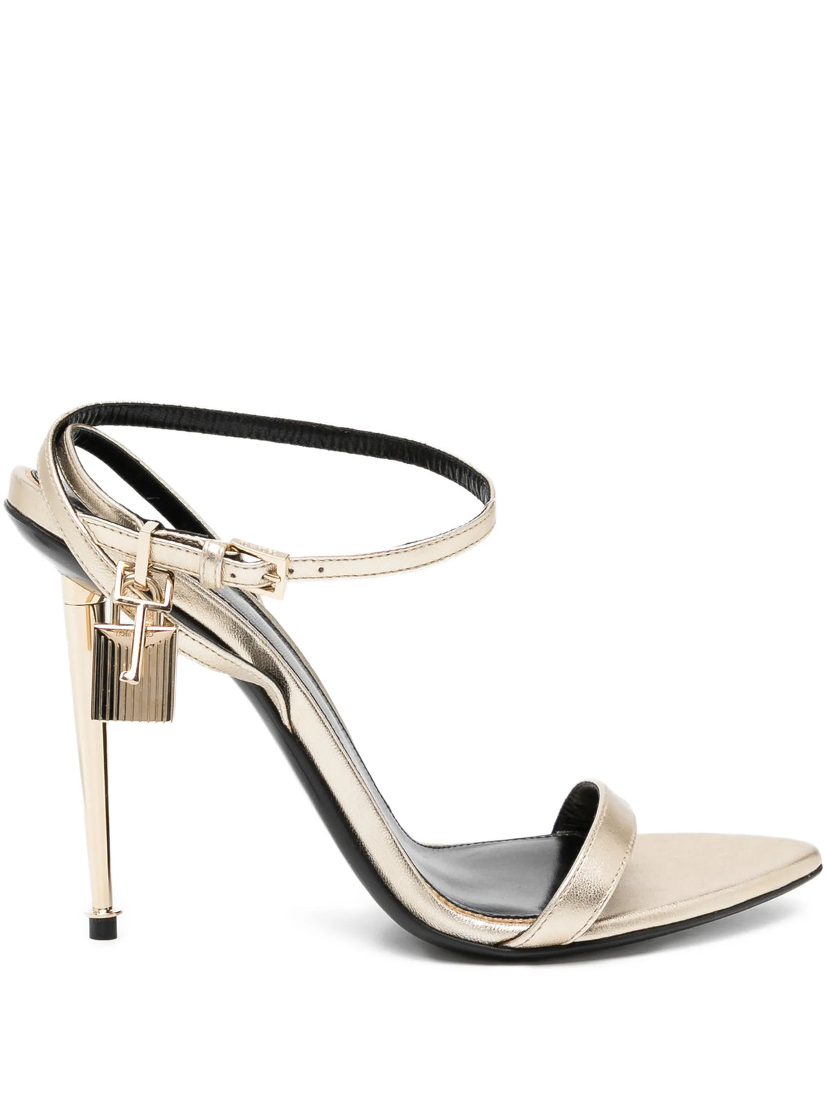 laminated nappa leather Padlock Pointy Naked sandal