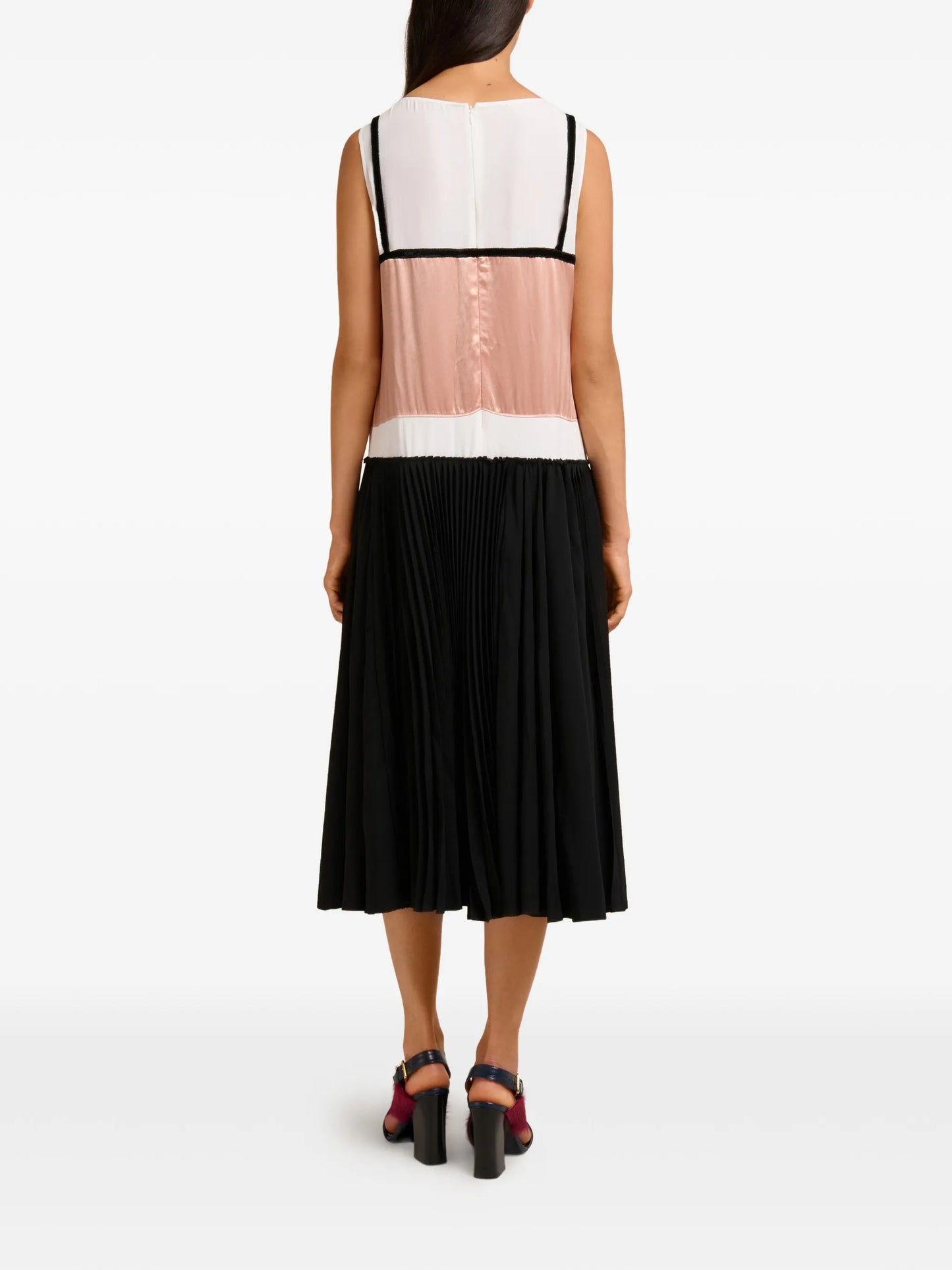 bow pleated midi dress