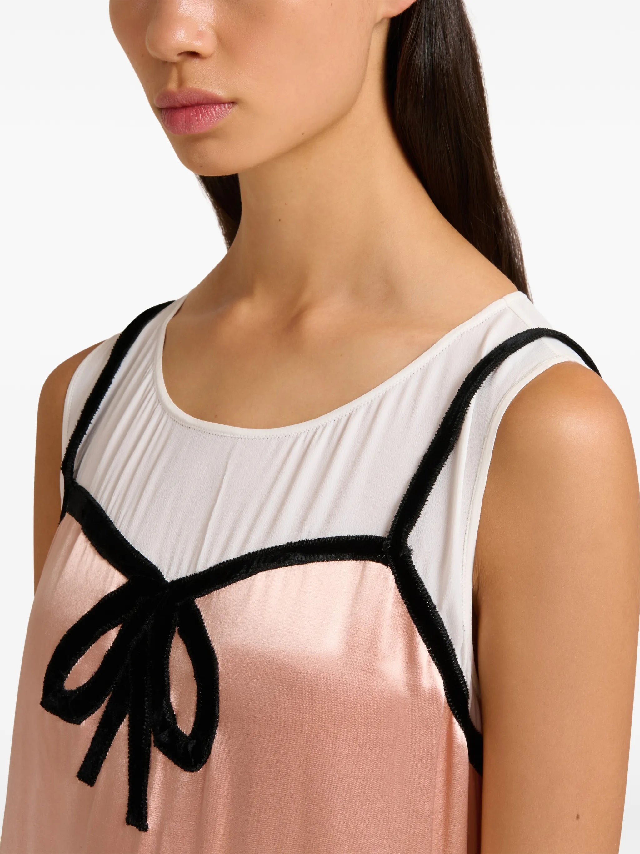 bow pleated midi dress