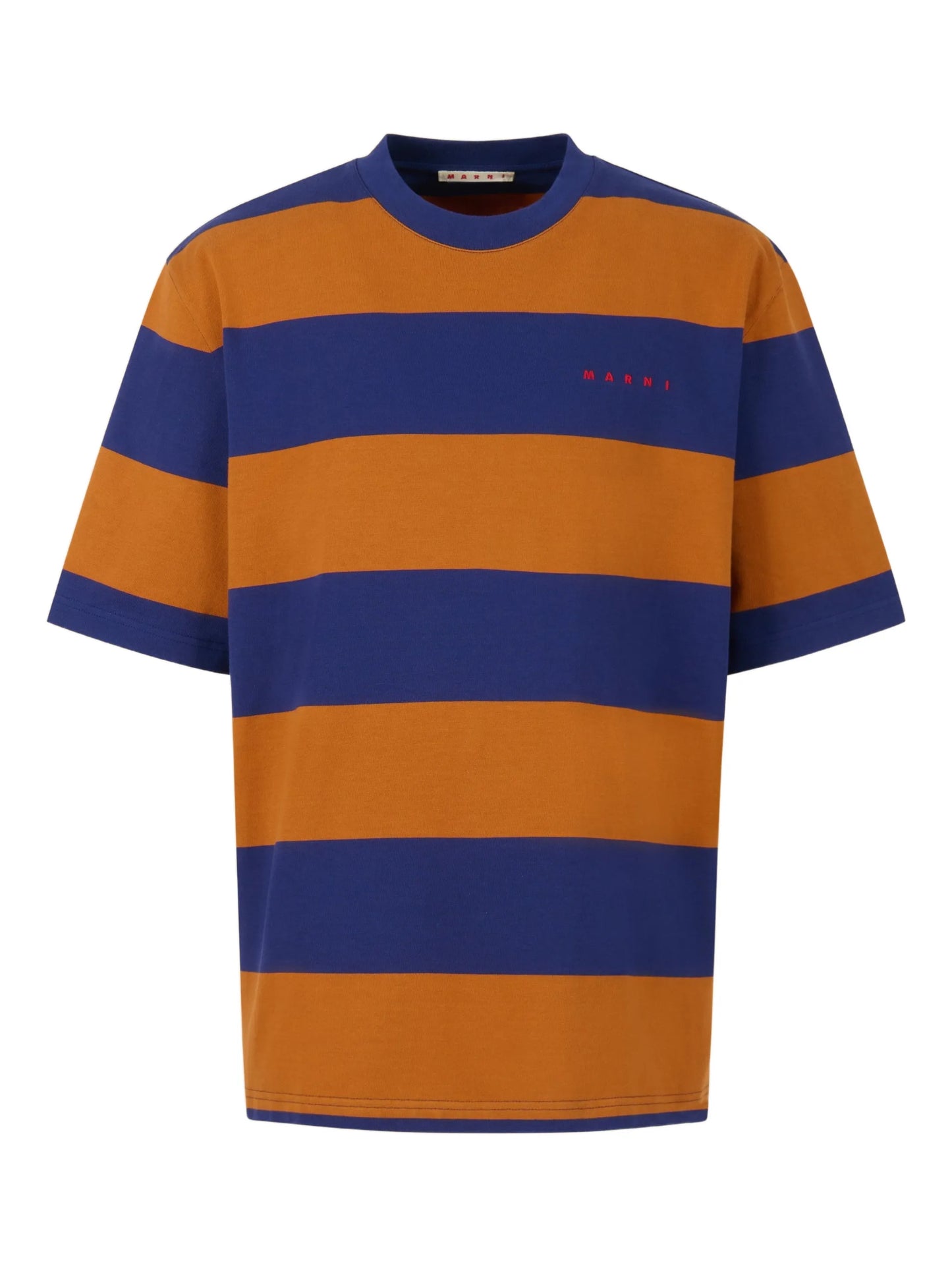 striped-pattern short-sleeve T-shirt