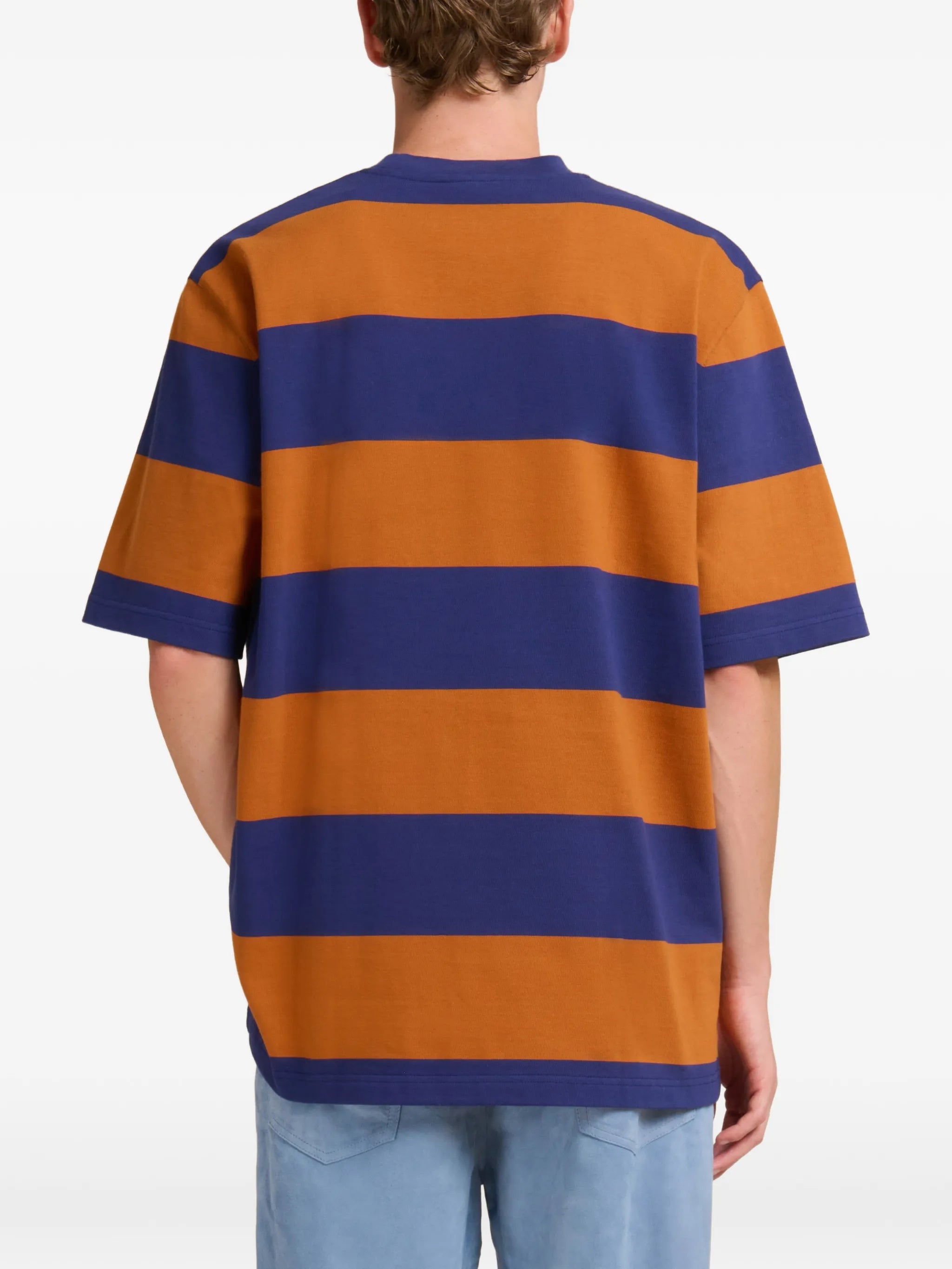 striped-pattern short-sleeve T-shirt