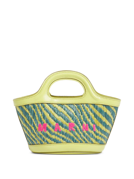 wavy-pattern embroidered tote bag
