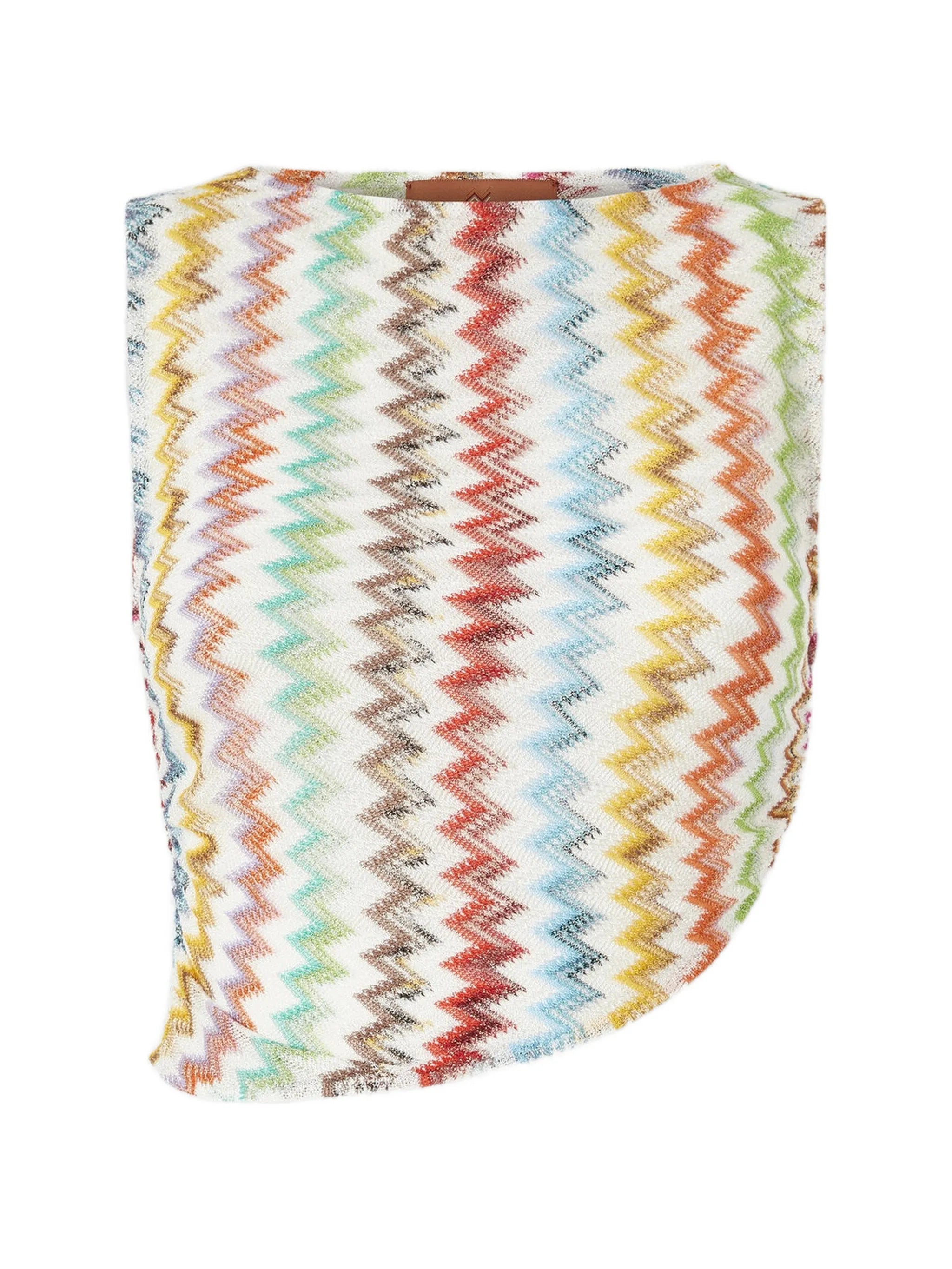 crop top in lamé viscose with micro zigzag pattern