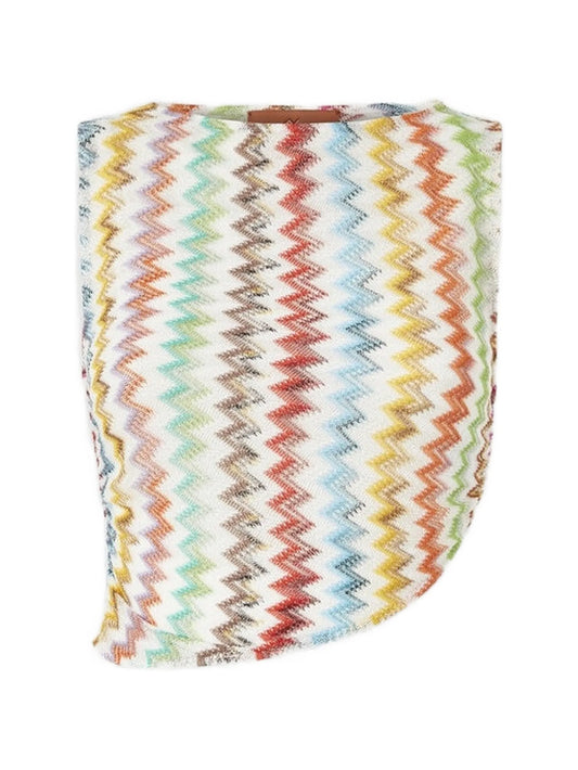 crop top in lamé viscose with micro zigzag pattern