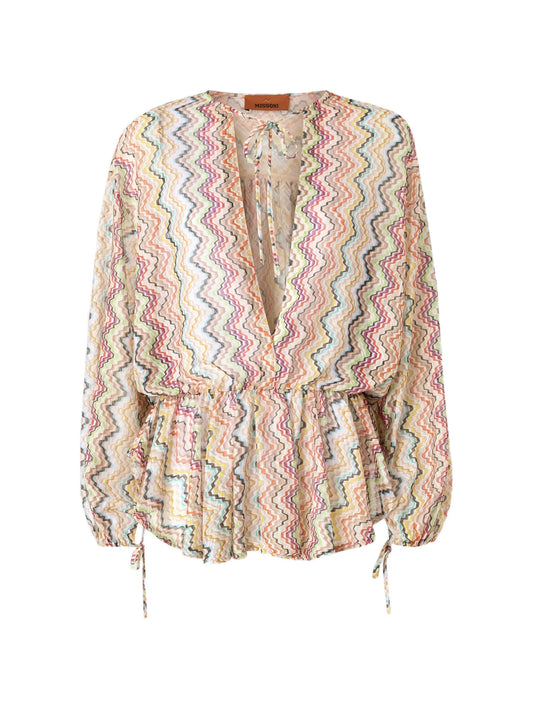 long-sleeved mini cover-up dress