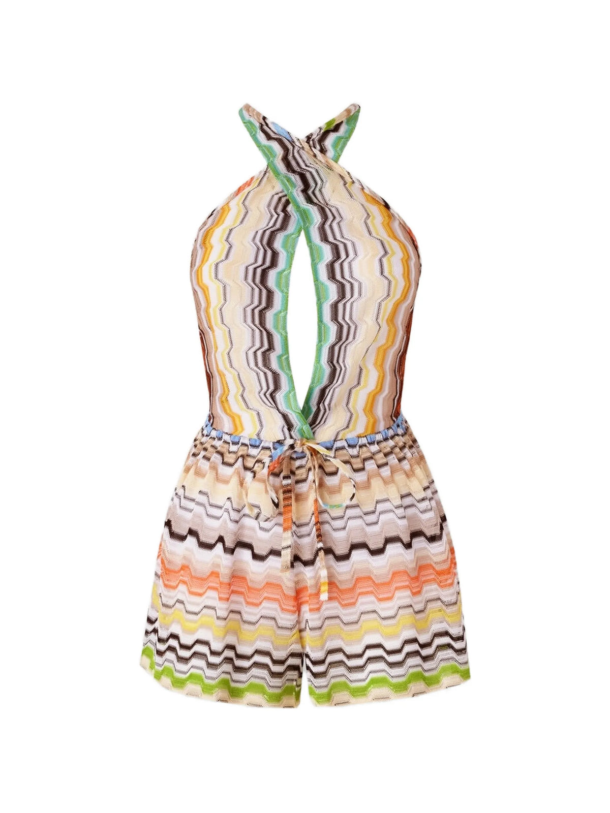 short jumpsuit with Greek motif