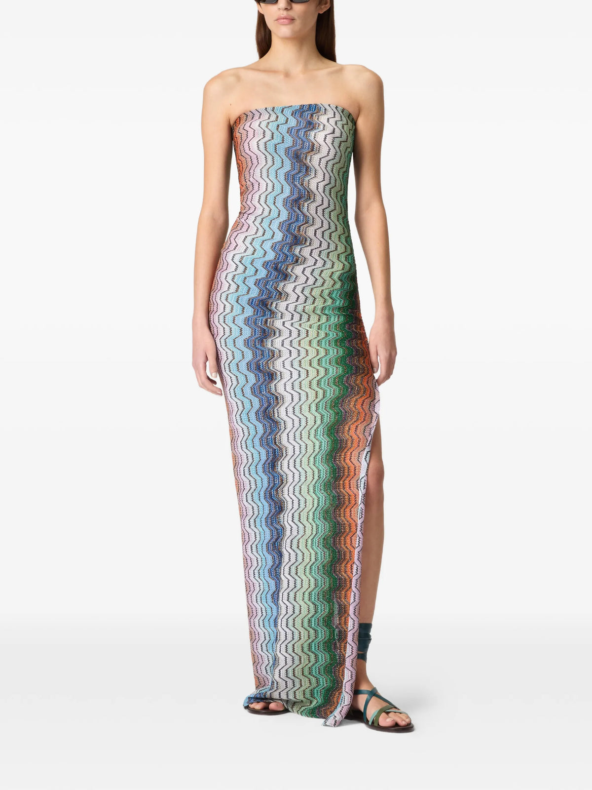 long cover-up with side slit and Greek motif
