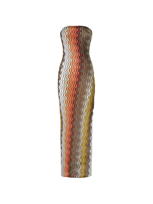 long cover-up with side slit and Greek motif