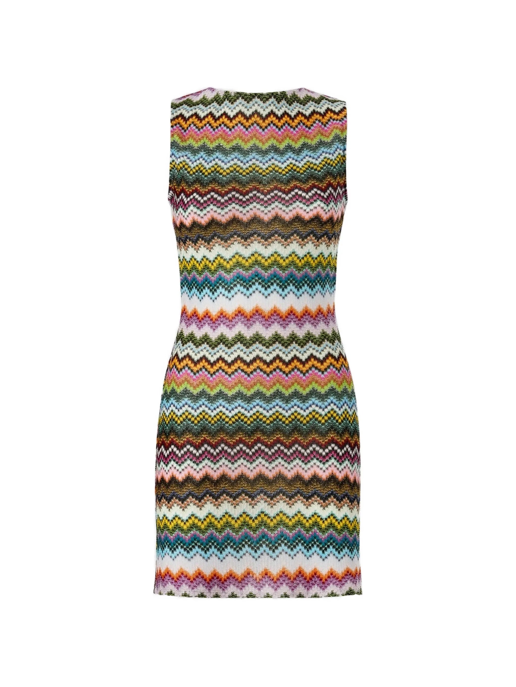 short cover-up in lamé with pixel-effect Zigzag motif