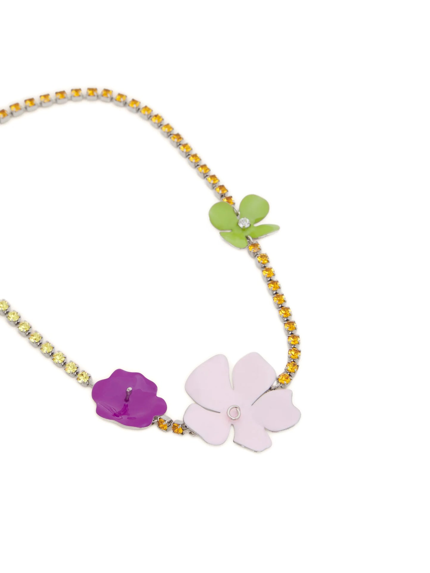 flower-embellishment rhinestone necklace