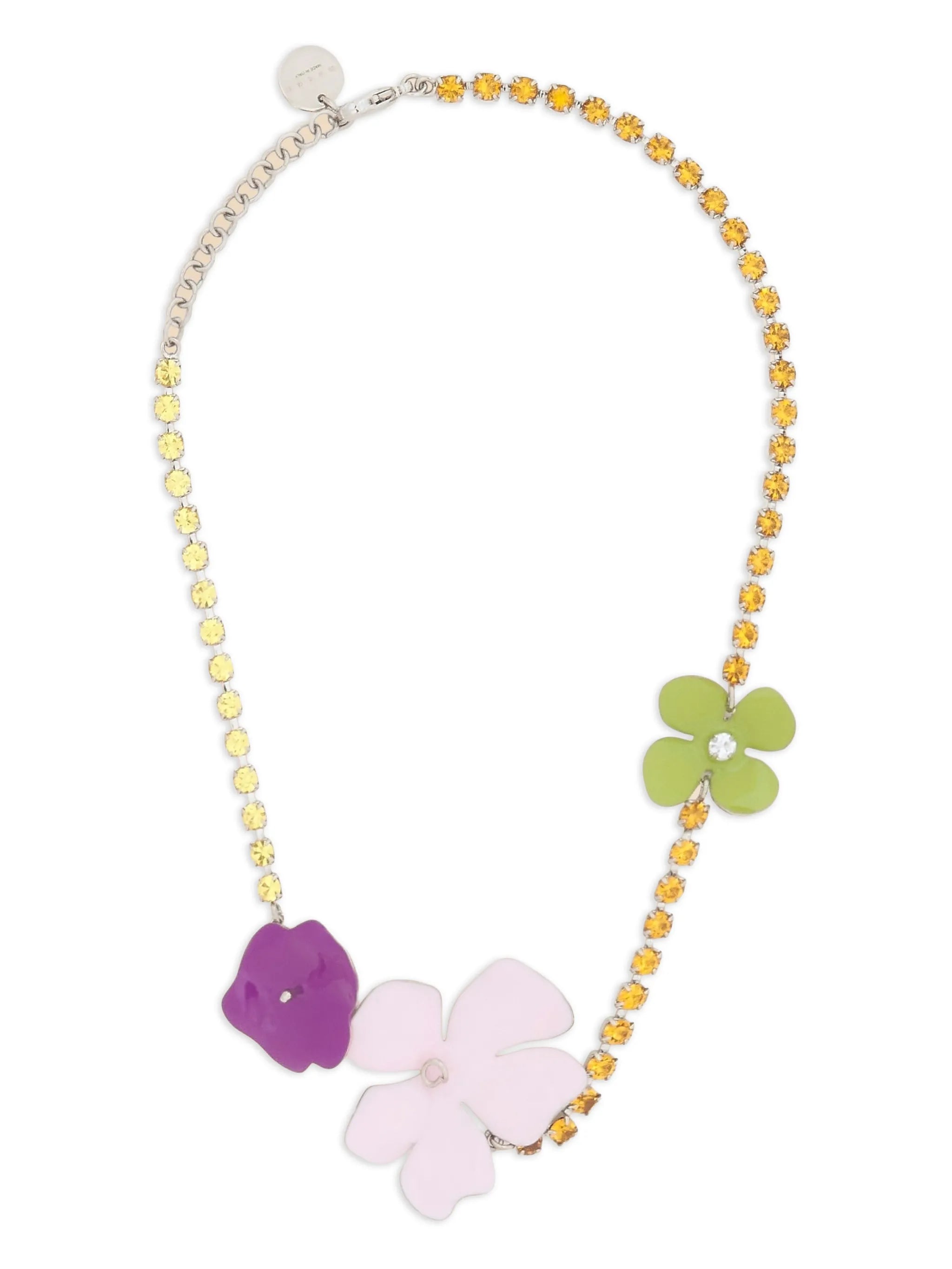 flower-embellishment rhinestone necklace