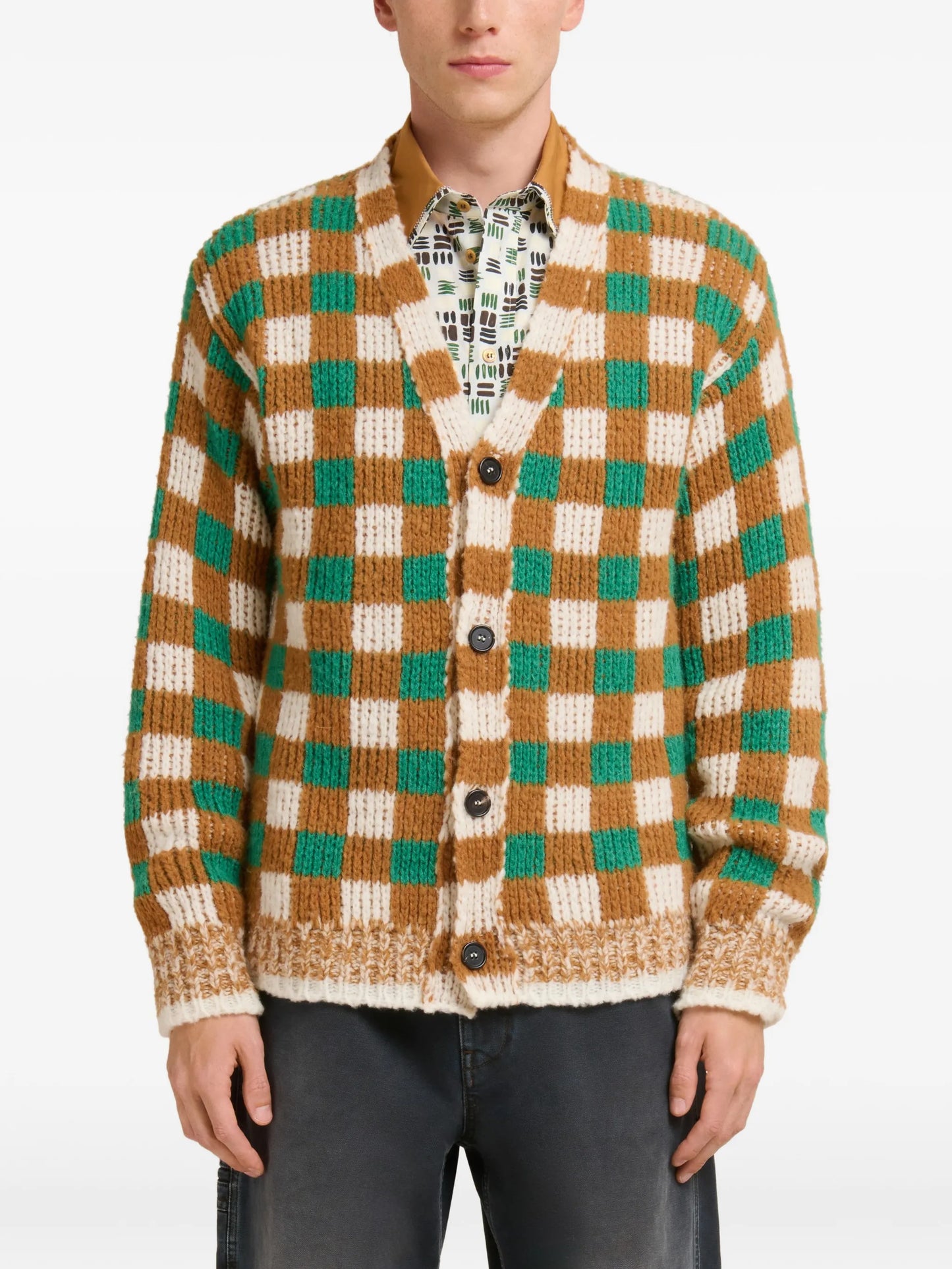 chequerboard motif cardigan