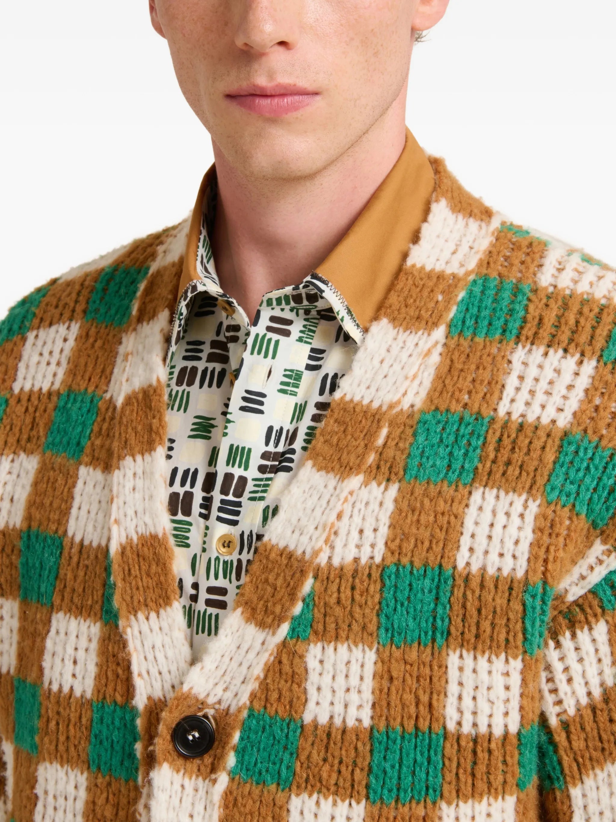 chequerboard motif cardigan