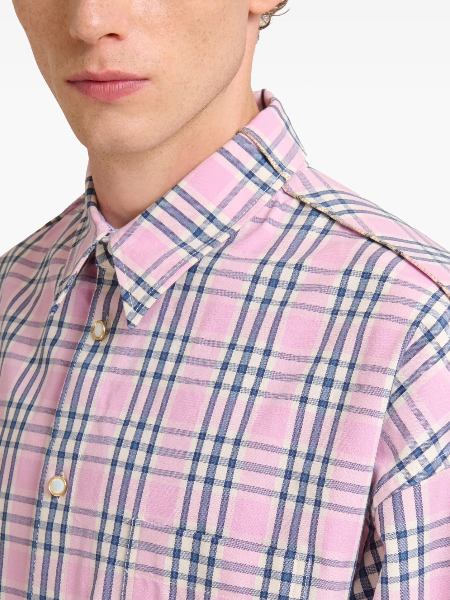 checked-pattern long-sleeve shirt