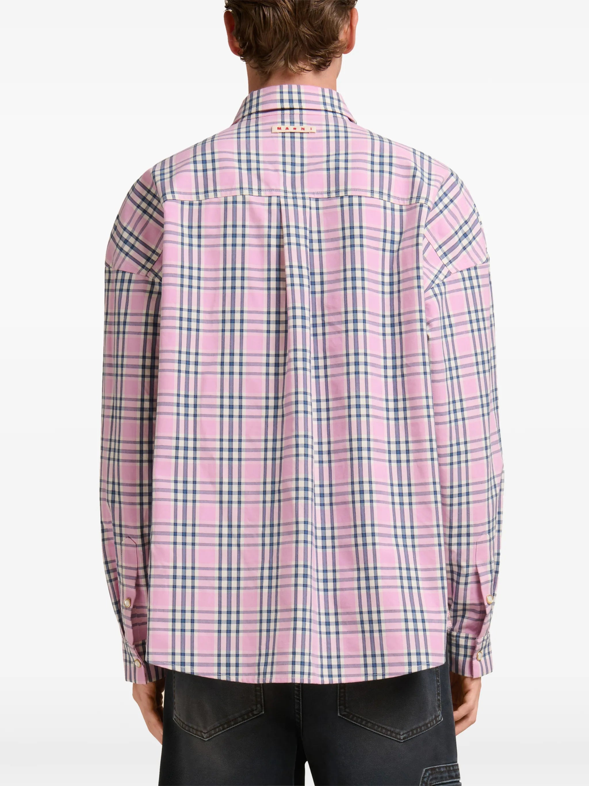 checked-pattern long-sleeve shirt