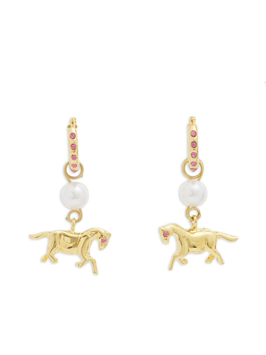 horse-pendant hoop-earrings