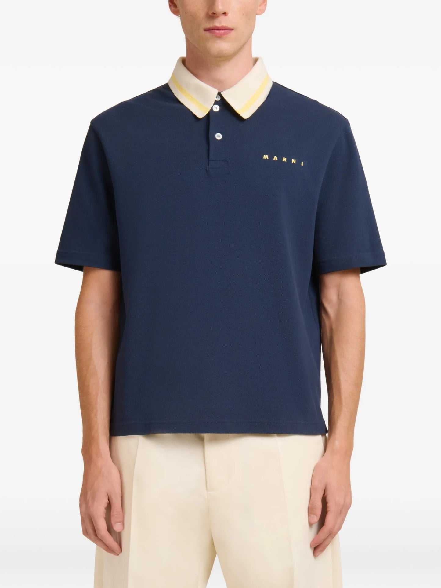 striped collar polo shirt