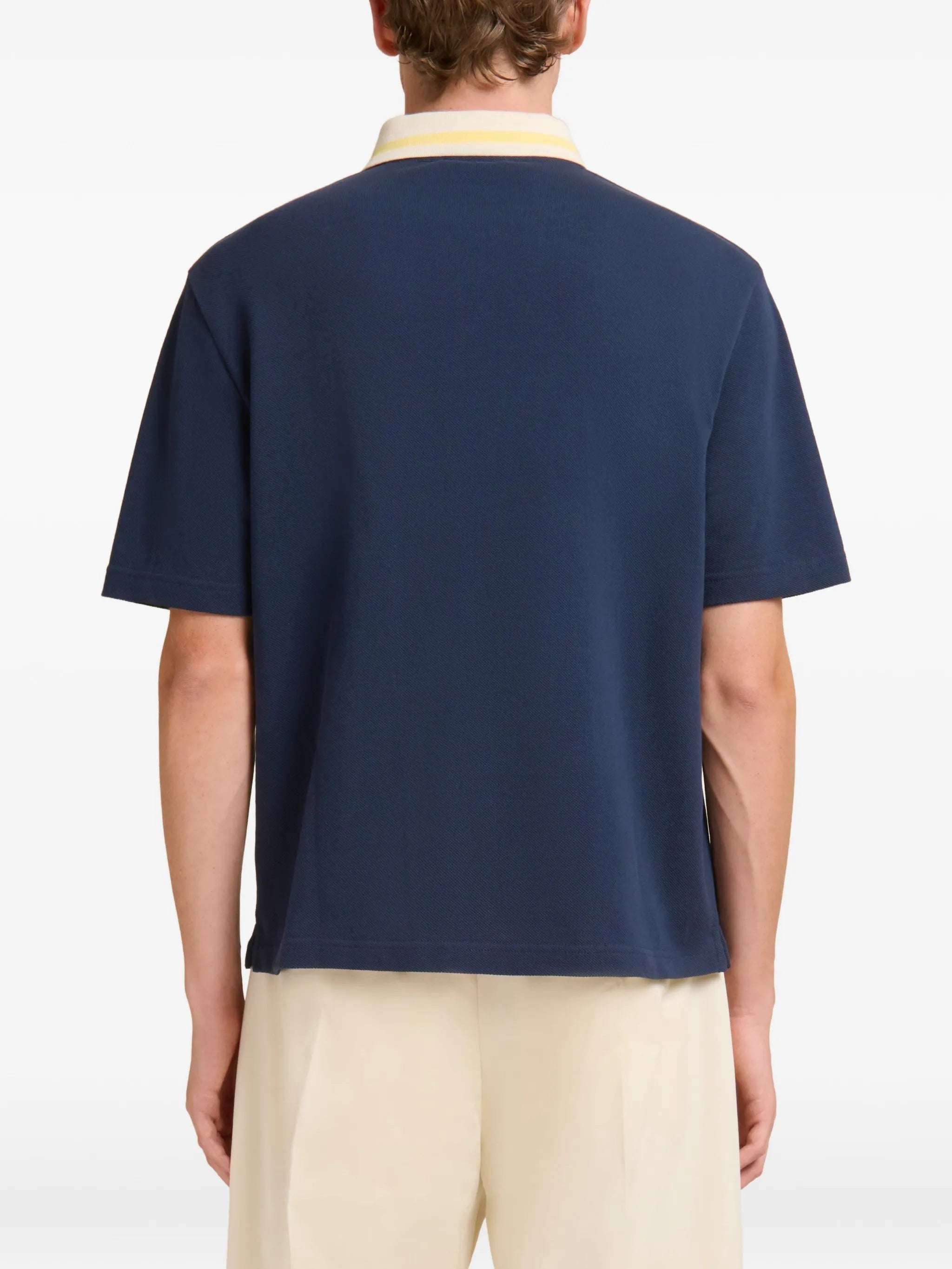 striped collar polo shirt