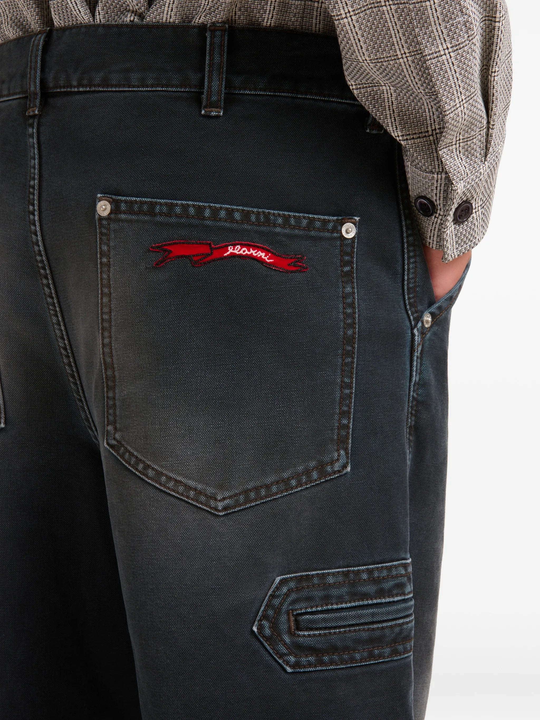 logo-patch pocket jeans