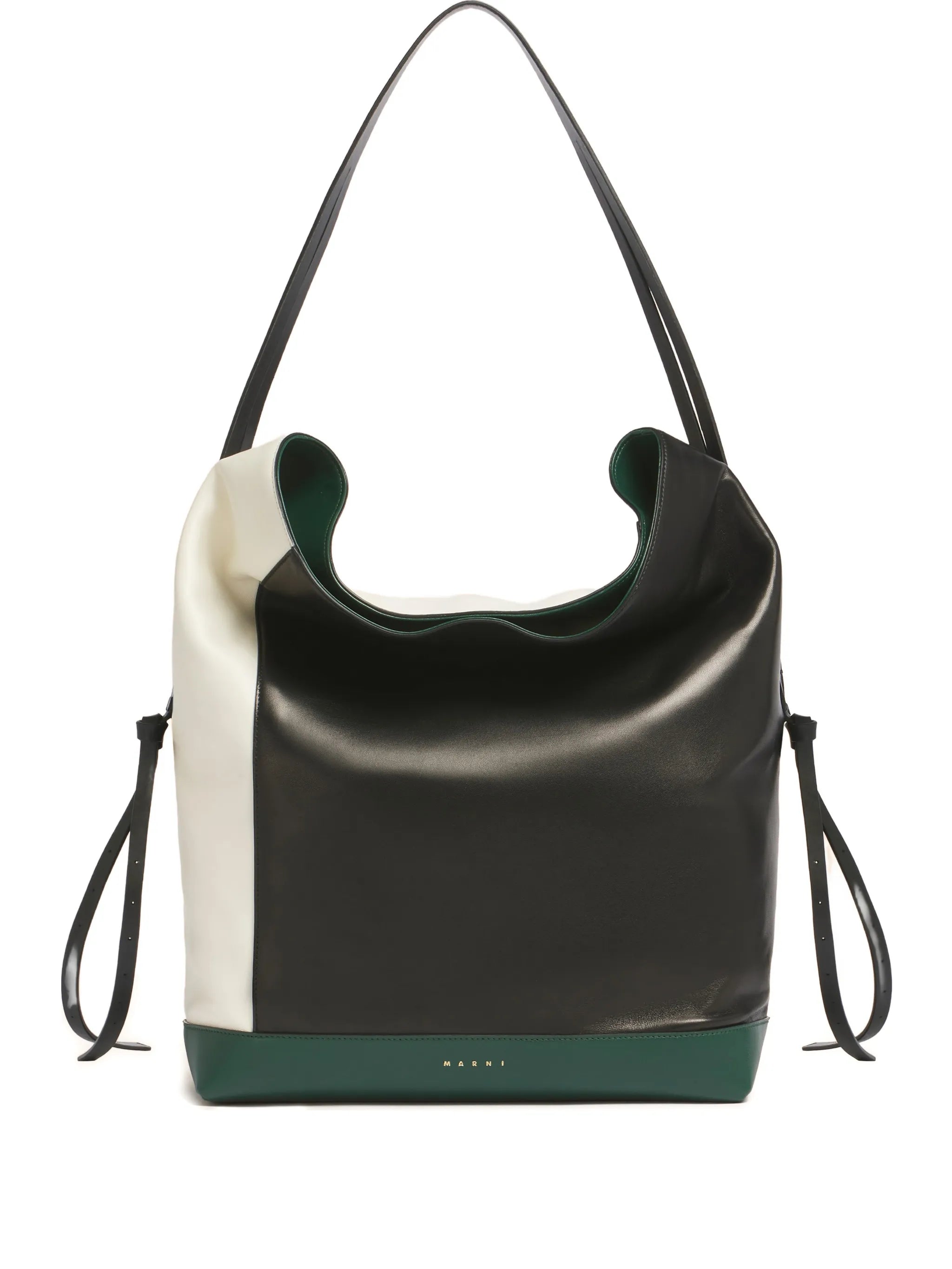 colour-block split-handle shoulder bag