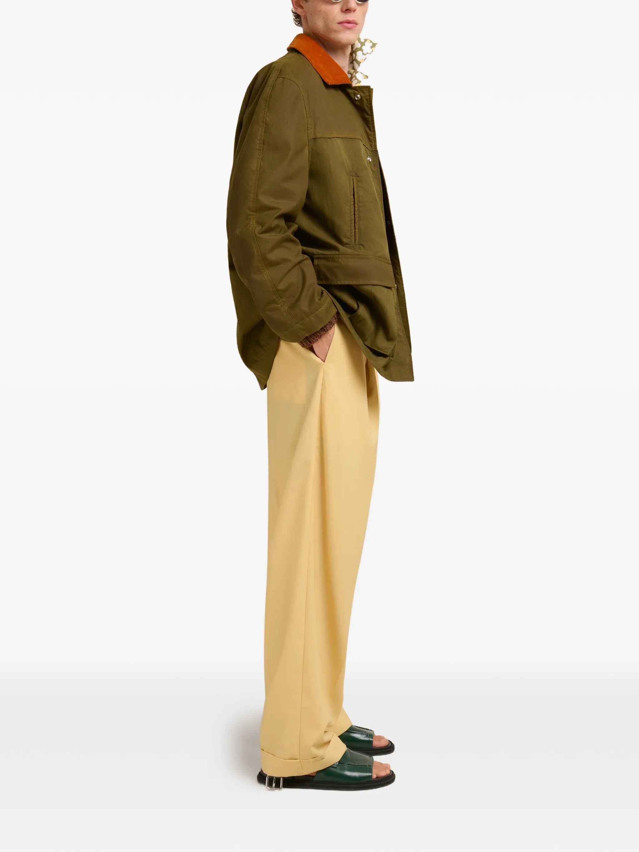 corduroy-collar patch pocket jacket