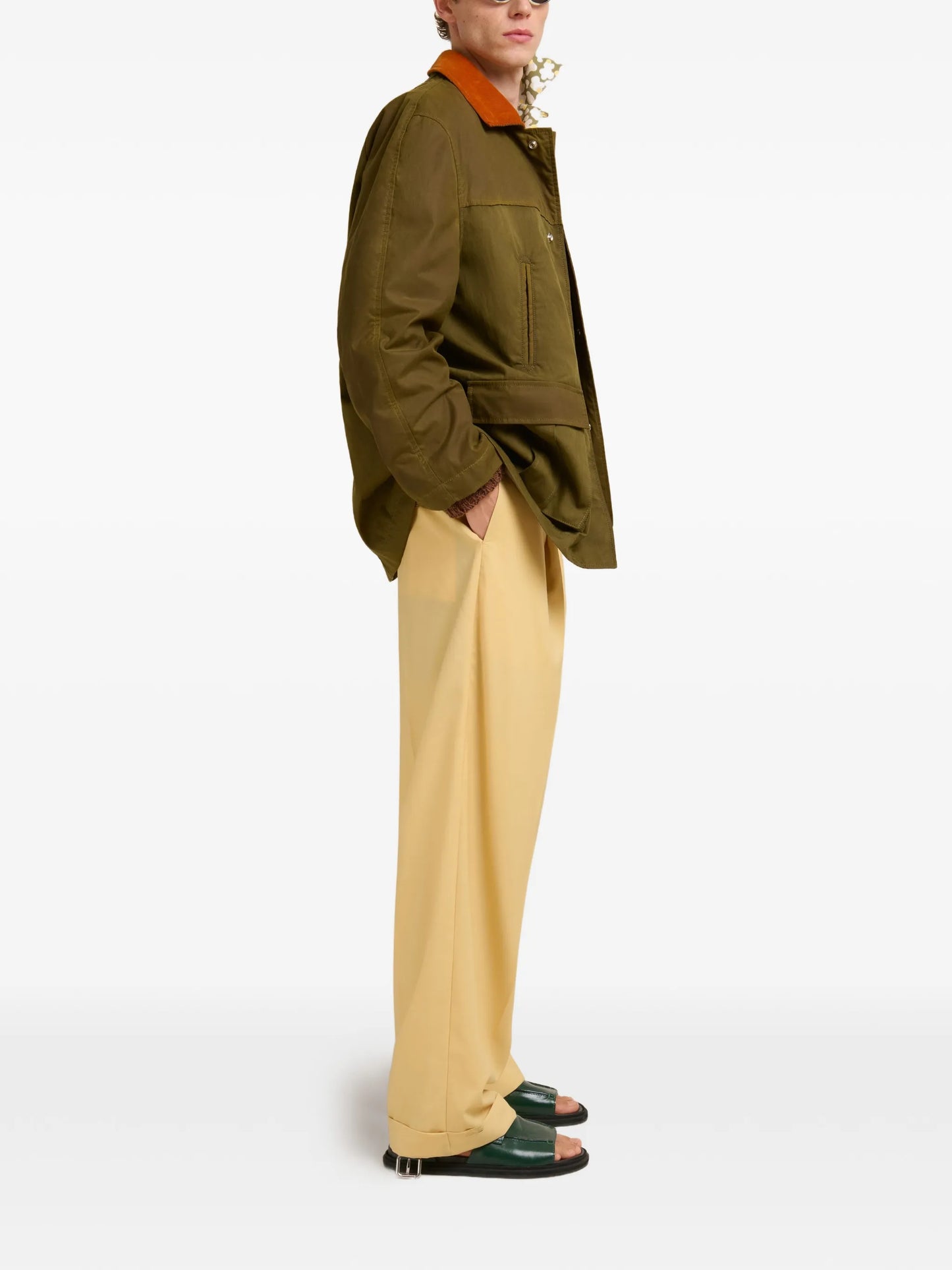 corduroy-collar patch pocket jacket