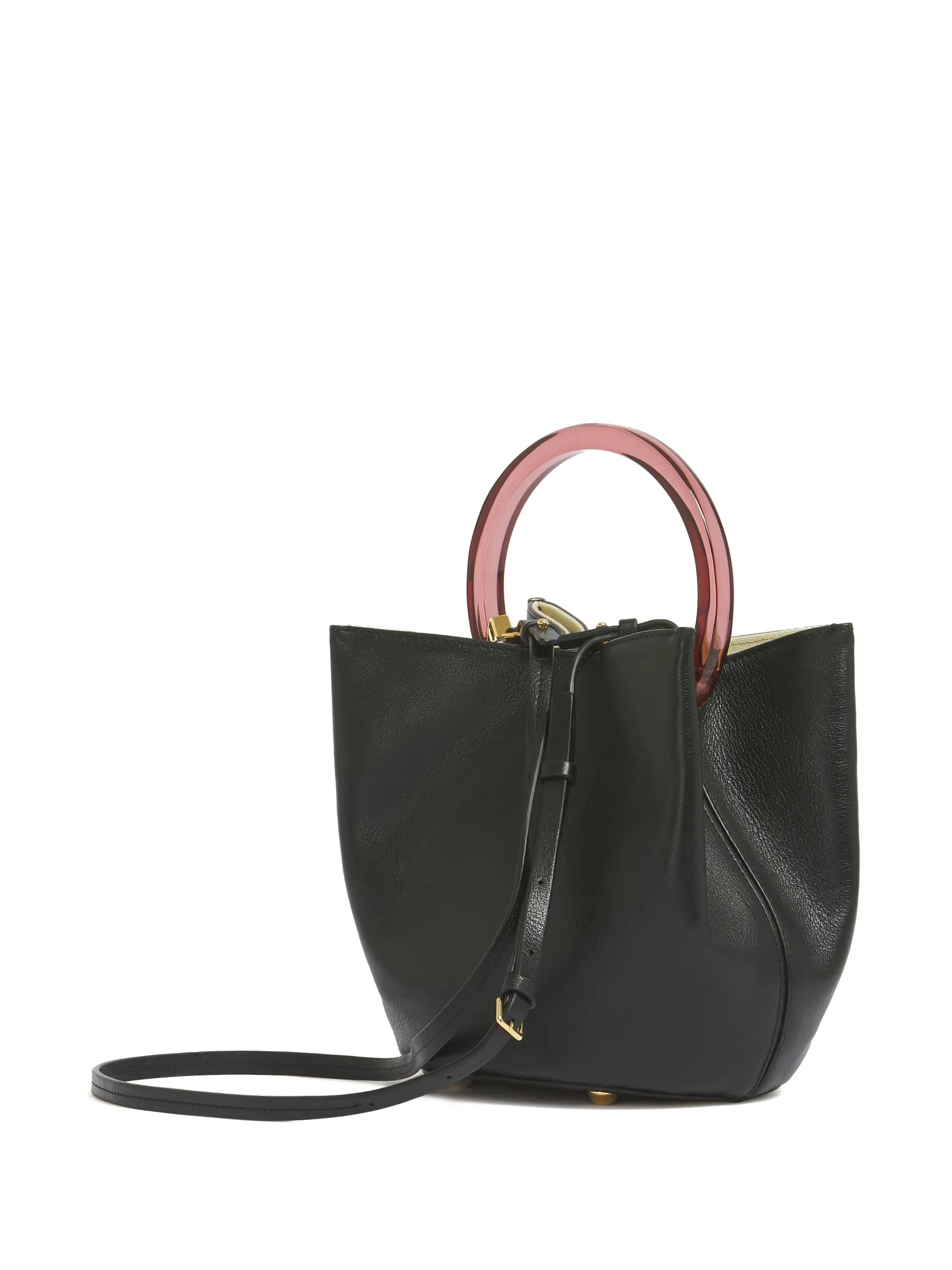 black leather Pannier bucket bag