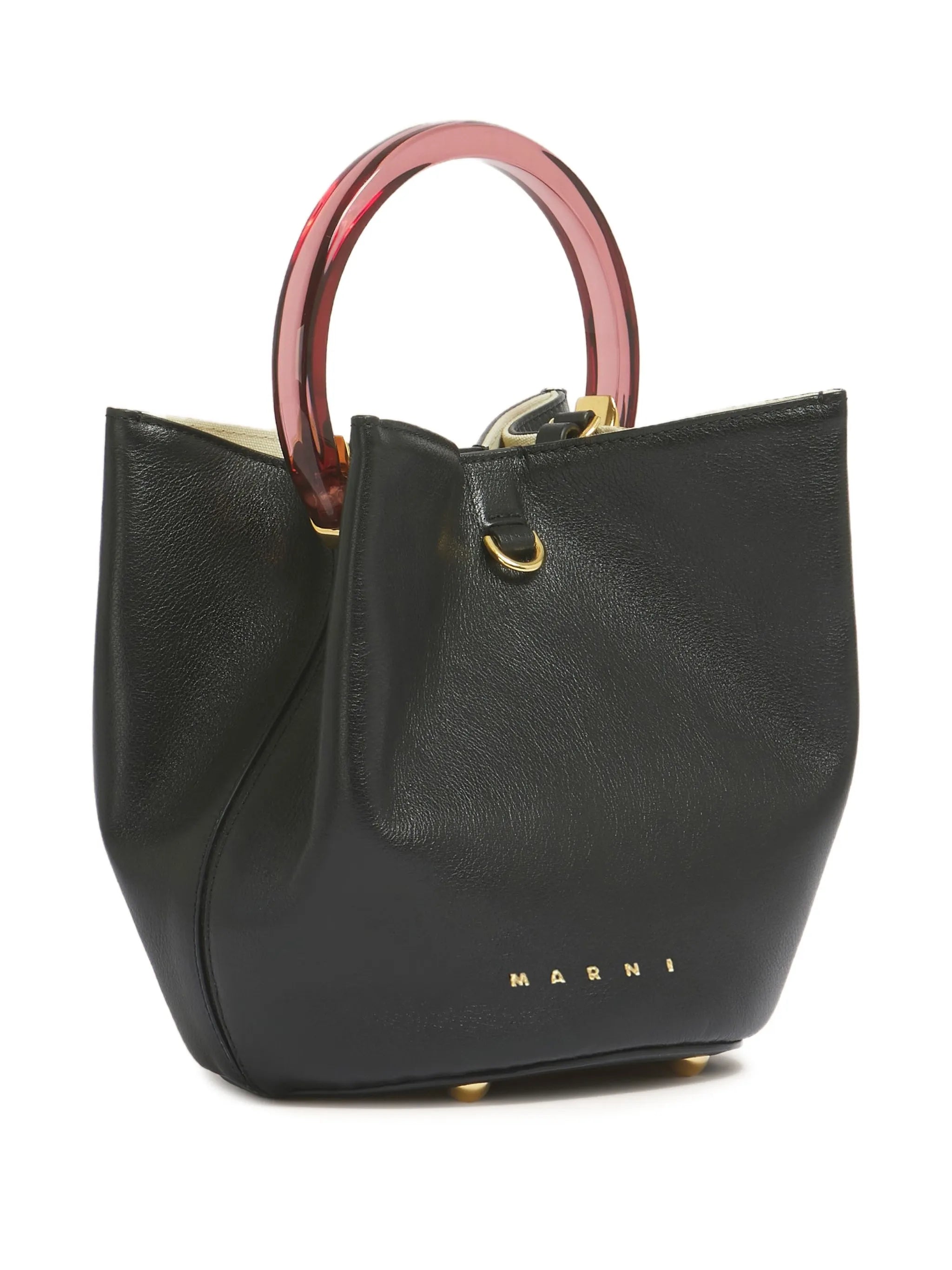 black leather Pannier bucket bag