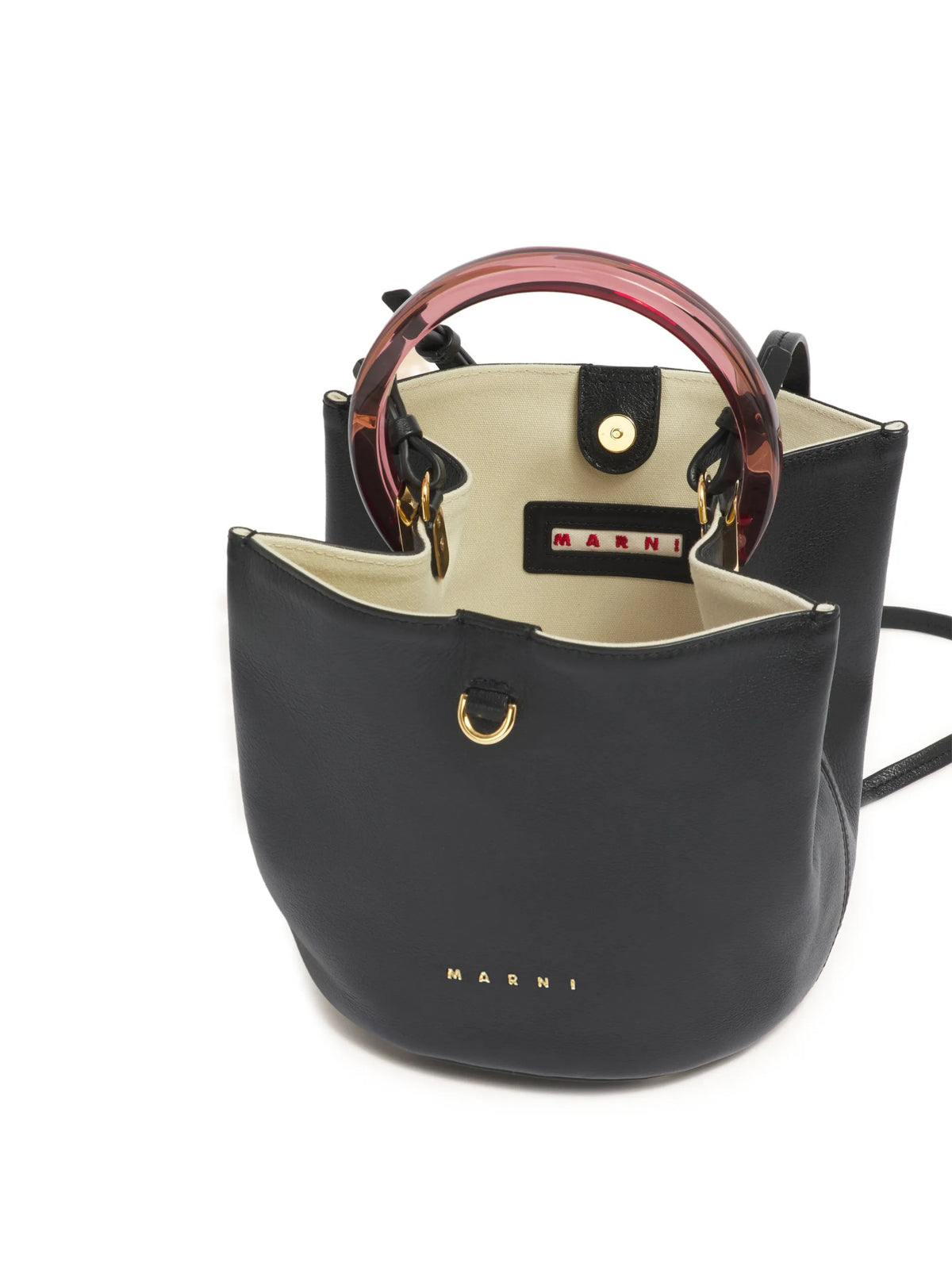 black leather Pannier bucket bag