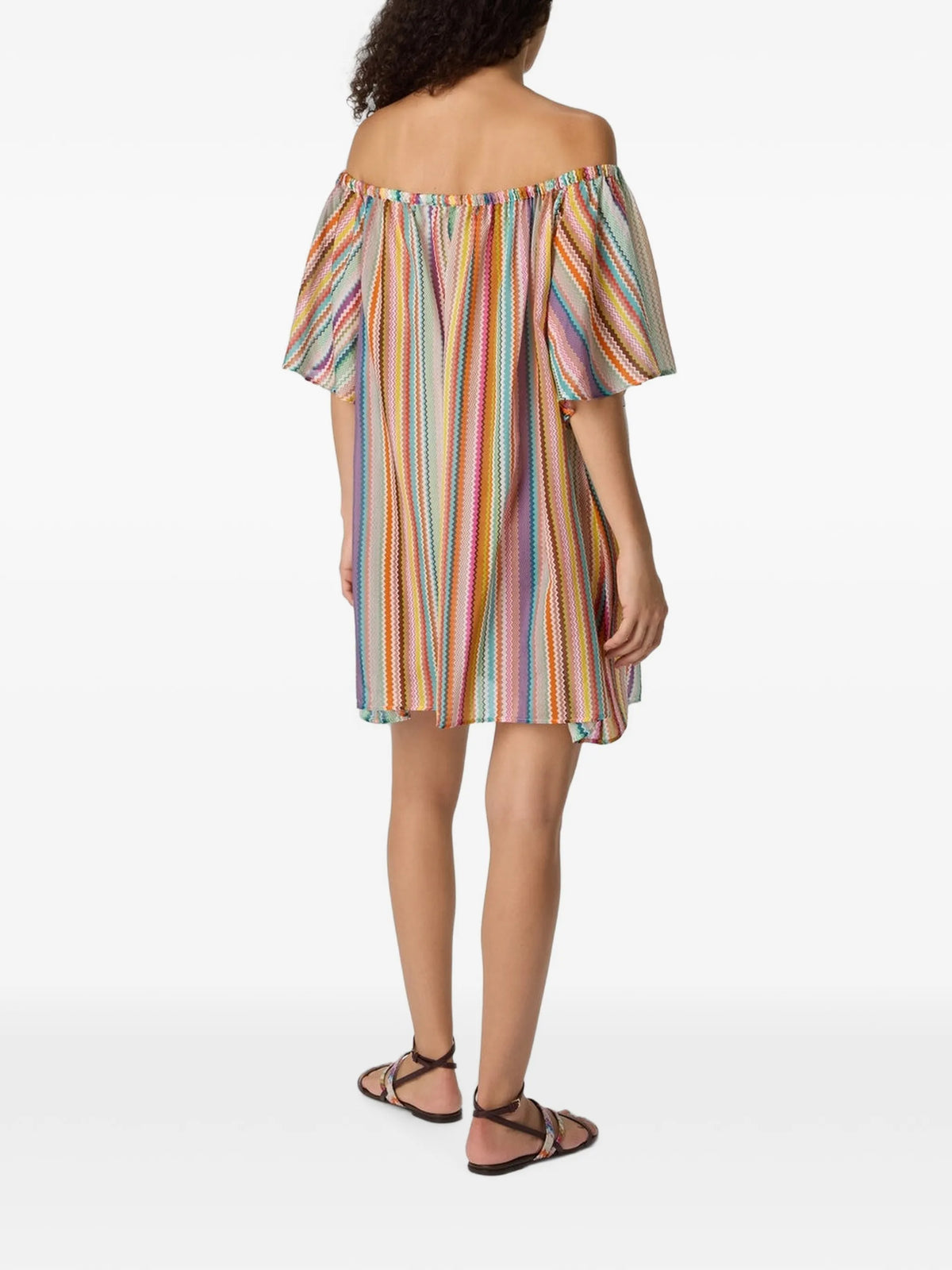short cover-up in cotton and silk with zigzag pattern