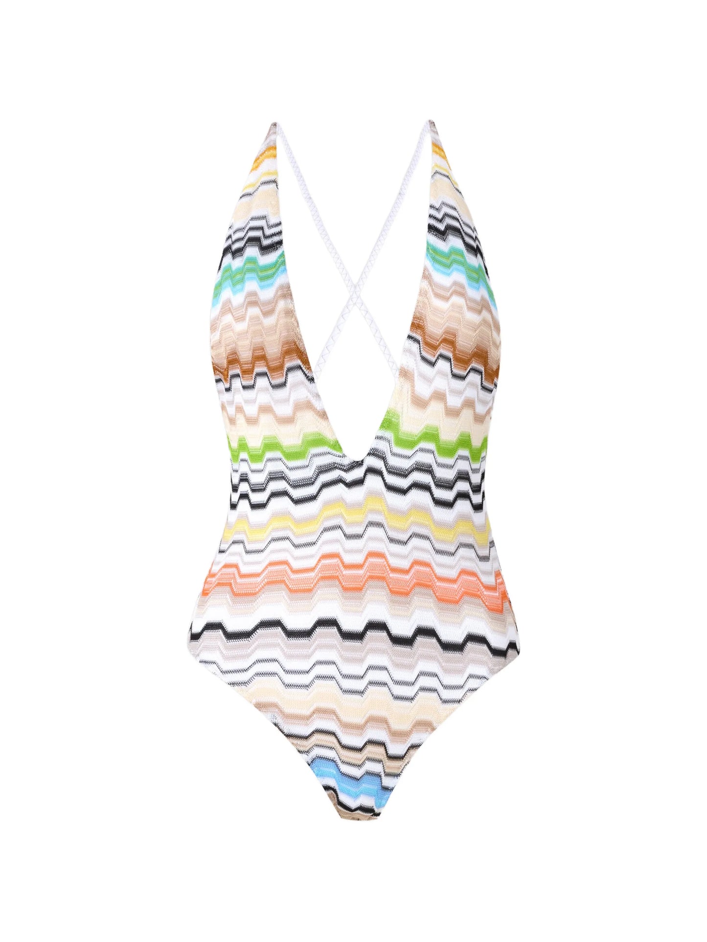 one-piece swimsuit in pure viscose with v-neckline