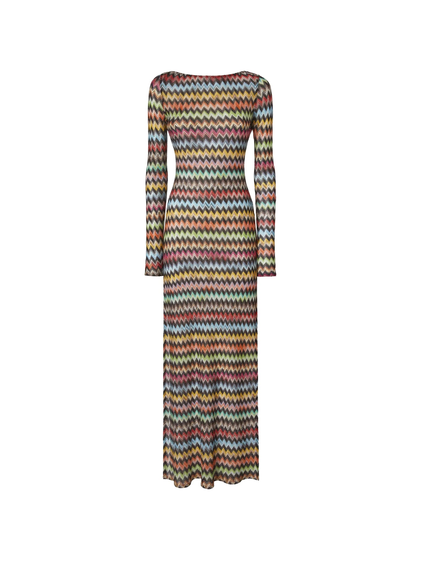 long cover-up dress in lamé viscose with micro zigzag pattern