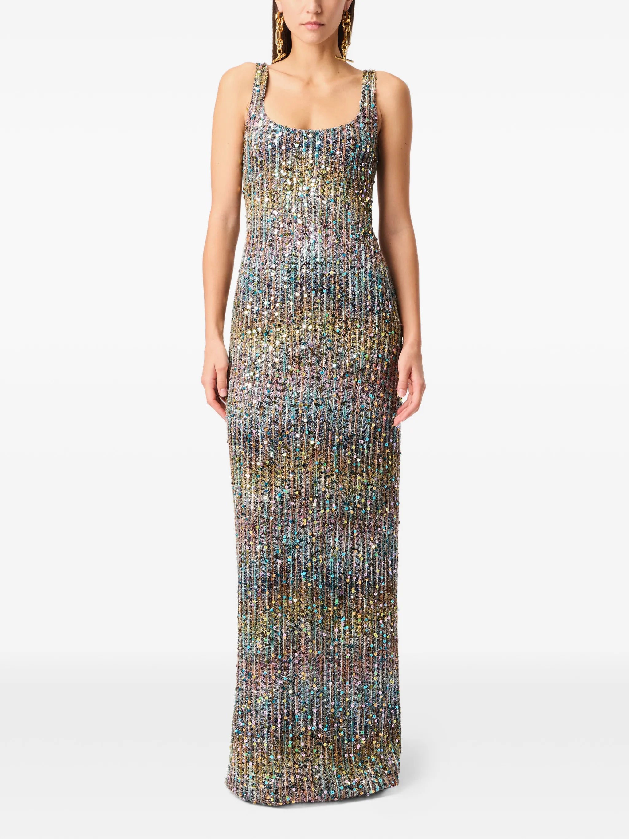 Zigzag sequin-embellished maxi dress