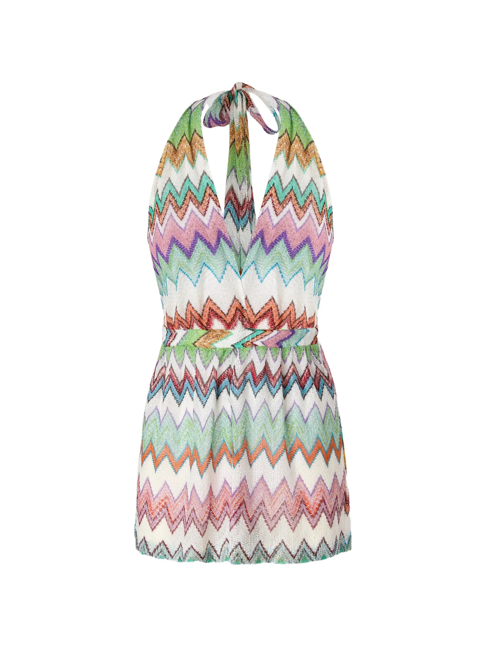 V-neck zigzag playsuit