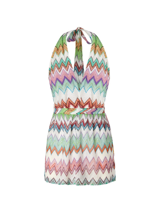 V-neck zigzag playsuit