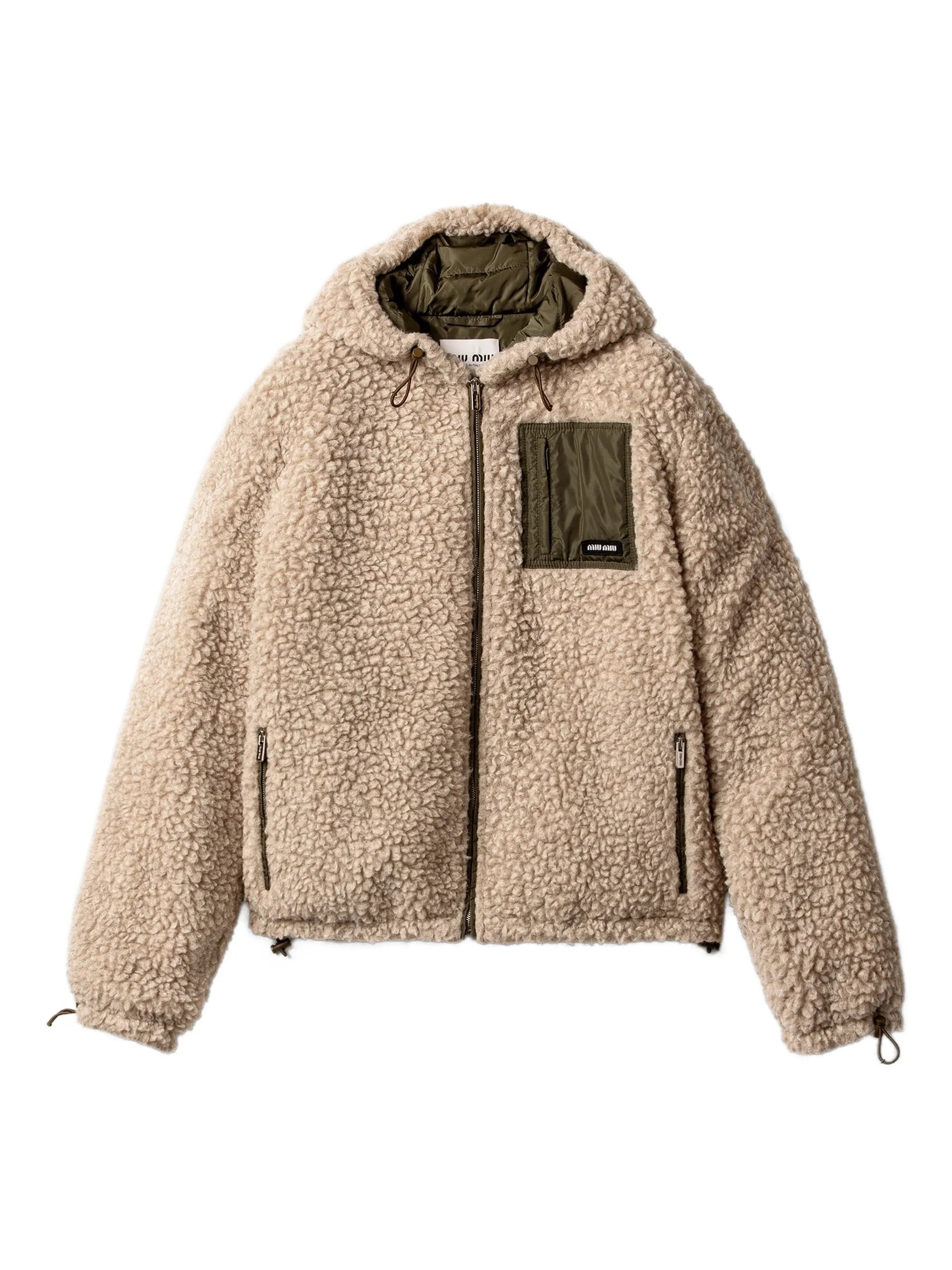 medium-weight teddy down jacket with technical pongé