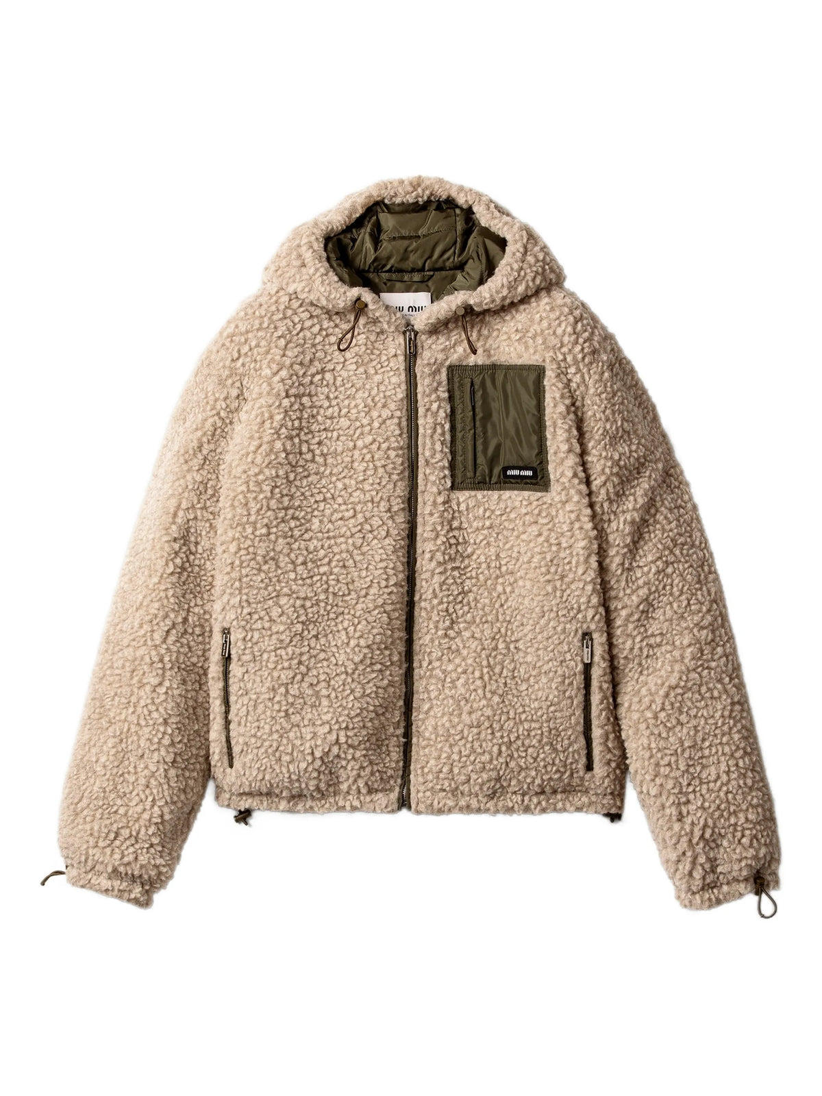 medium-weight teddy down jacket with technical pongé