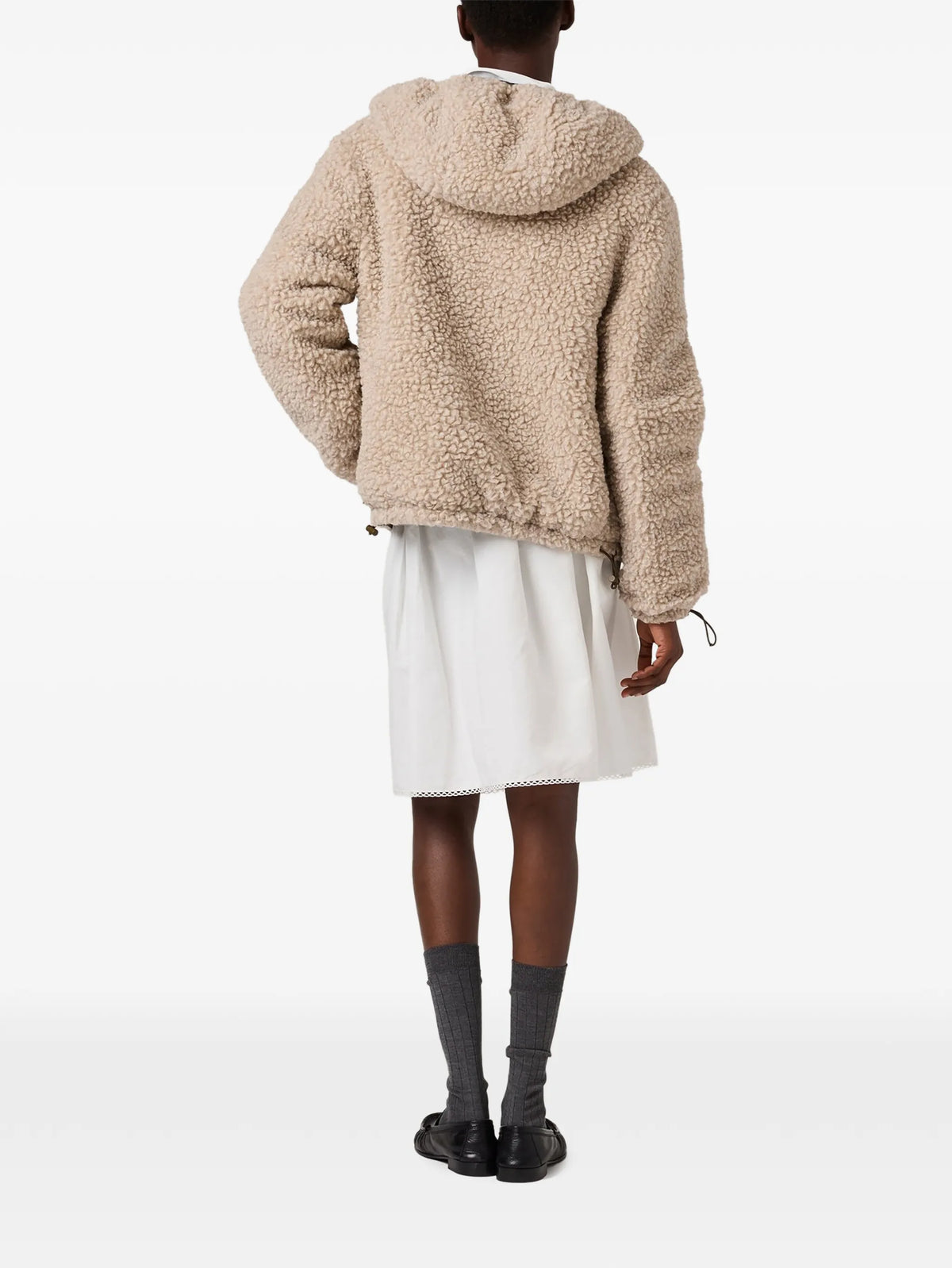 medium-weight teddy down jacket with technical pongé
